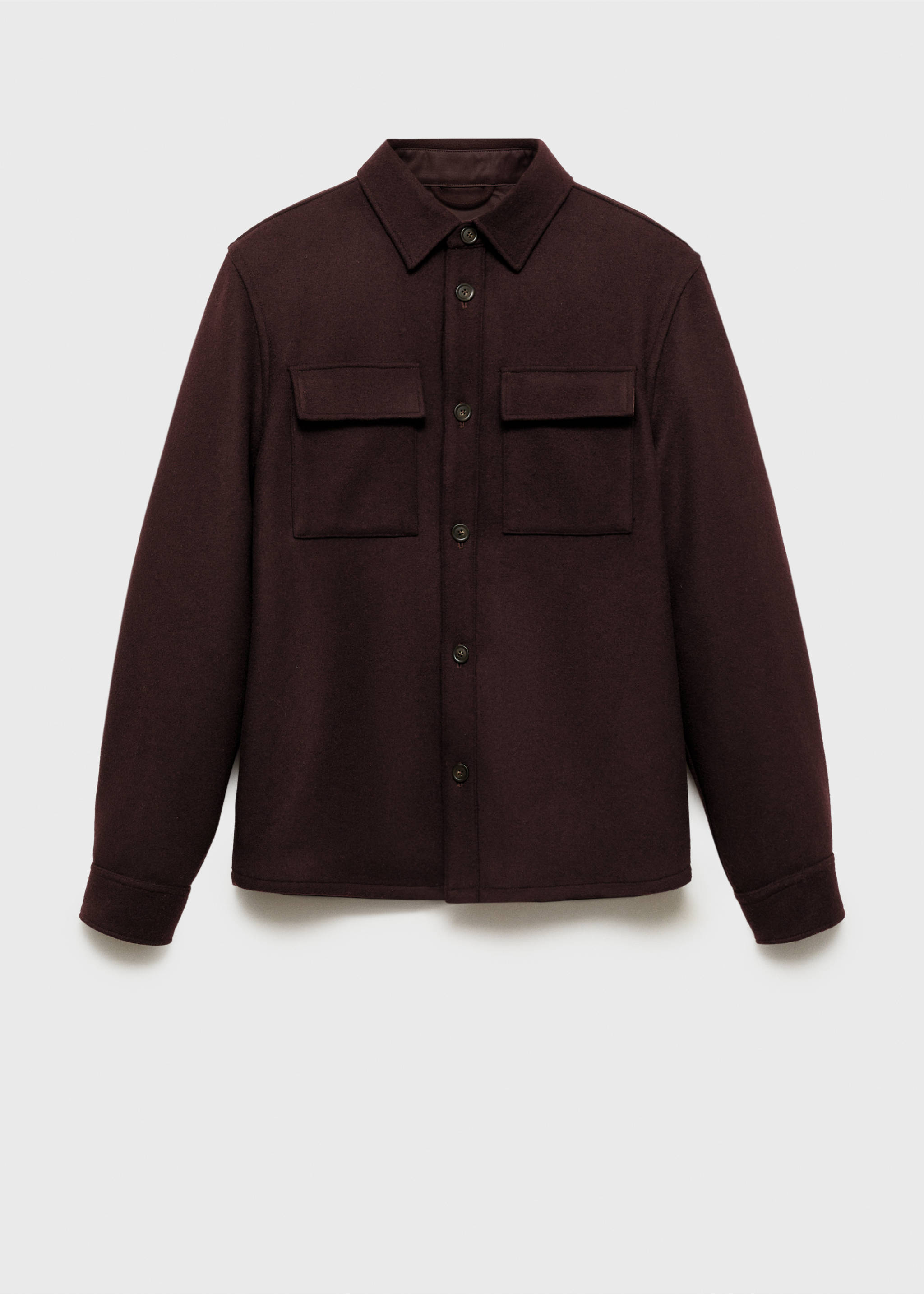 Flannel wool overshirt with pockets - Article without model, Burgundy. Ref: 87020598-00.