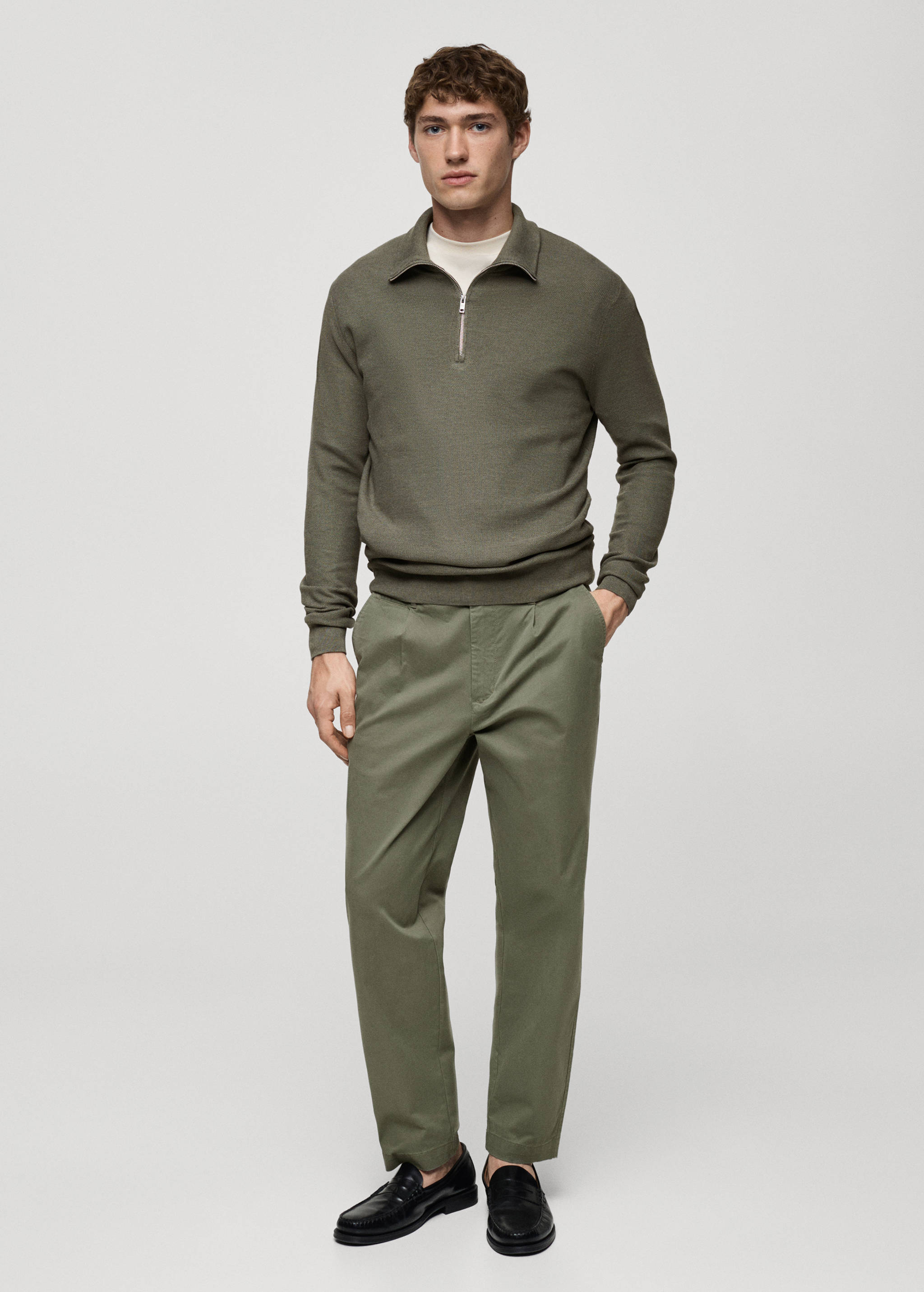 Pull-over microstructure col zippé - Plan général