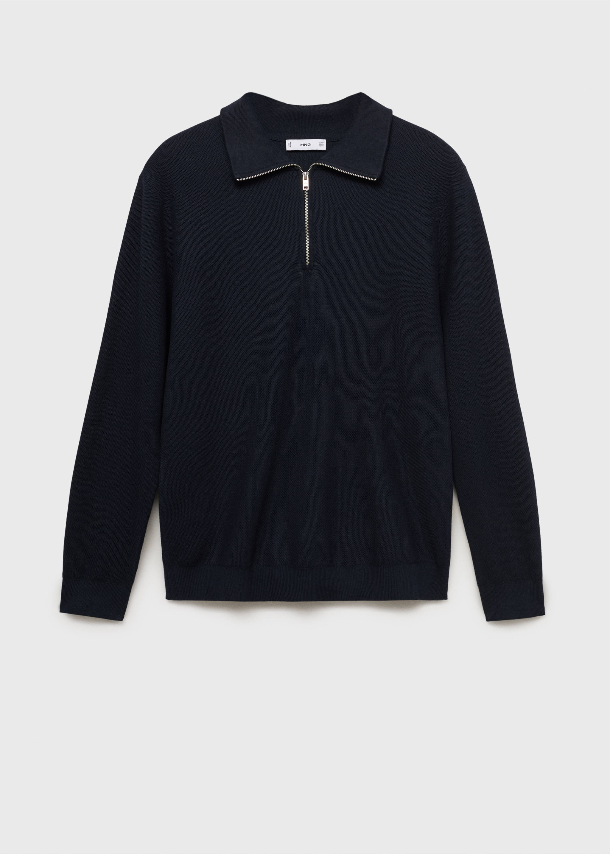 Microstructure sweater with zipper collar - Article without model, Dark Navy. Ref: 87020600-00.