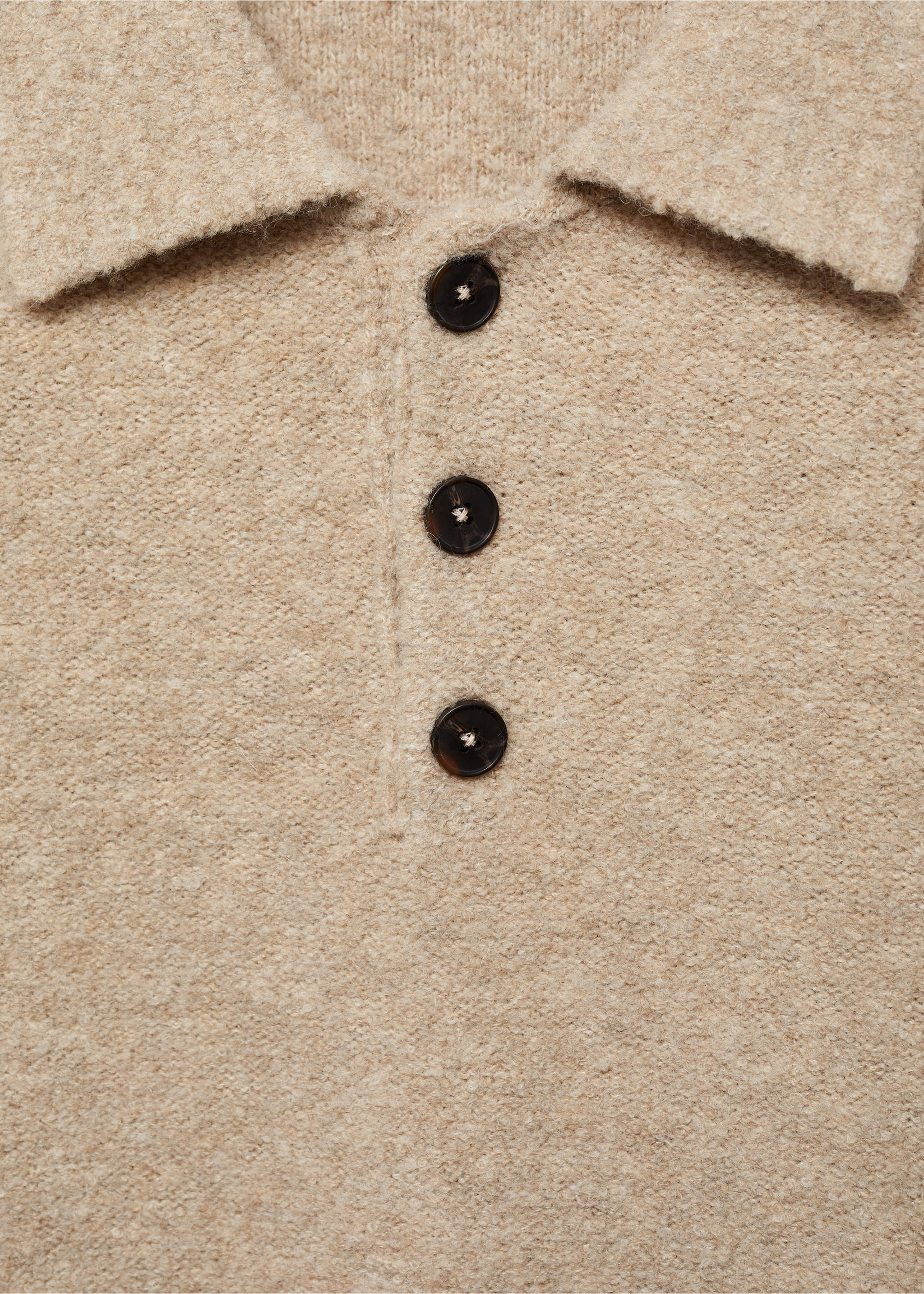 Mini boucle knit polo shirt - Details of the article 8, Sand. Ref: 87020601-00.