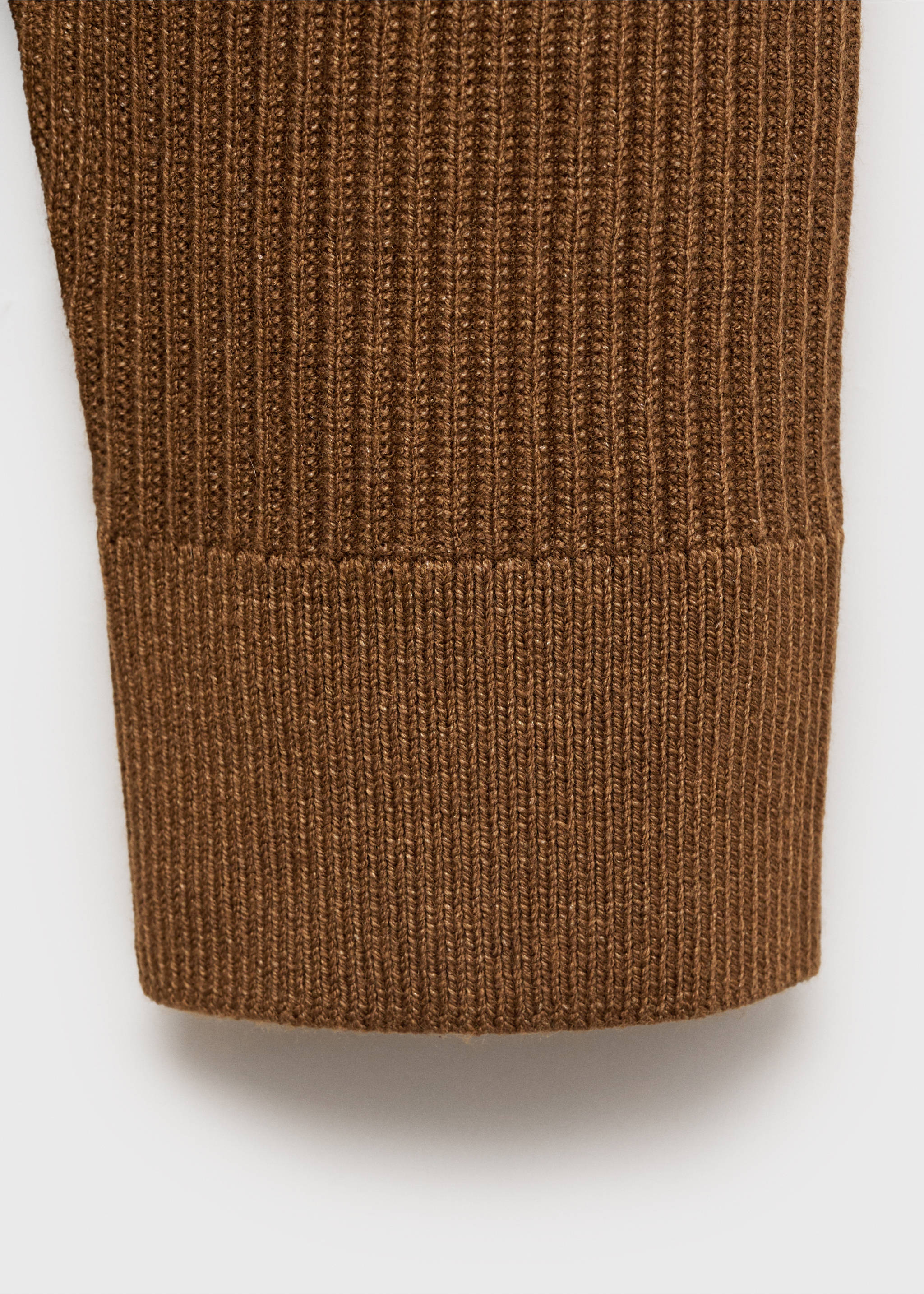 Cotton-blend ribbed polo sweater - Details of the article 0, Medium Brown. Ref: 87020602-00.