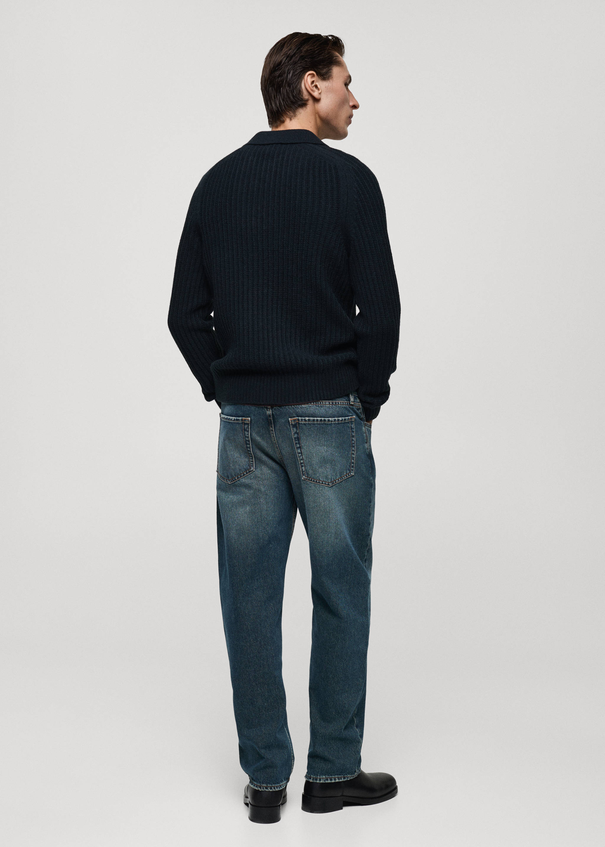Ribbed polo-neck sweater - Reverse of the article
