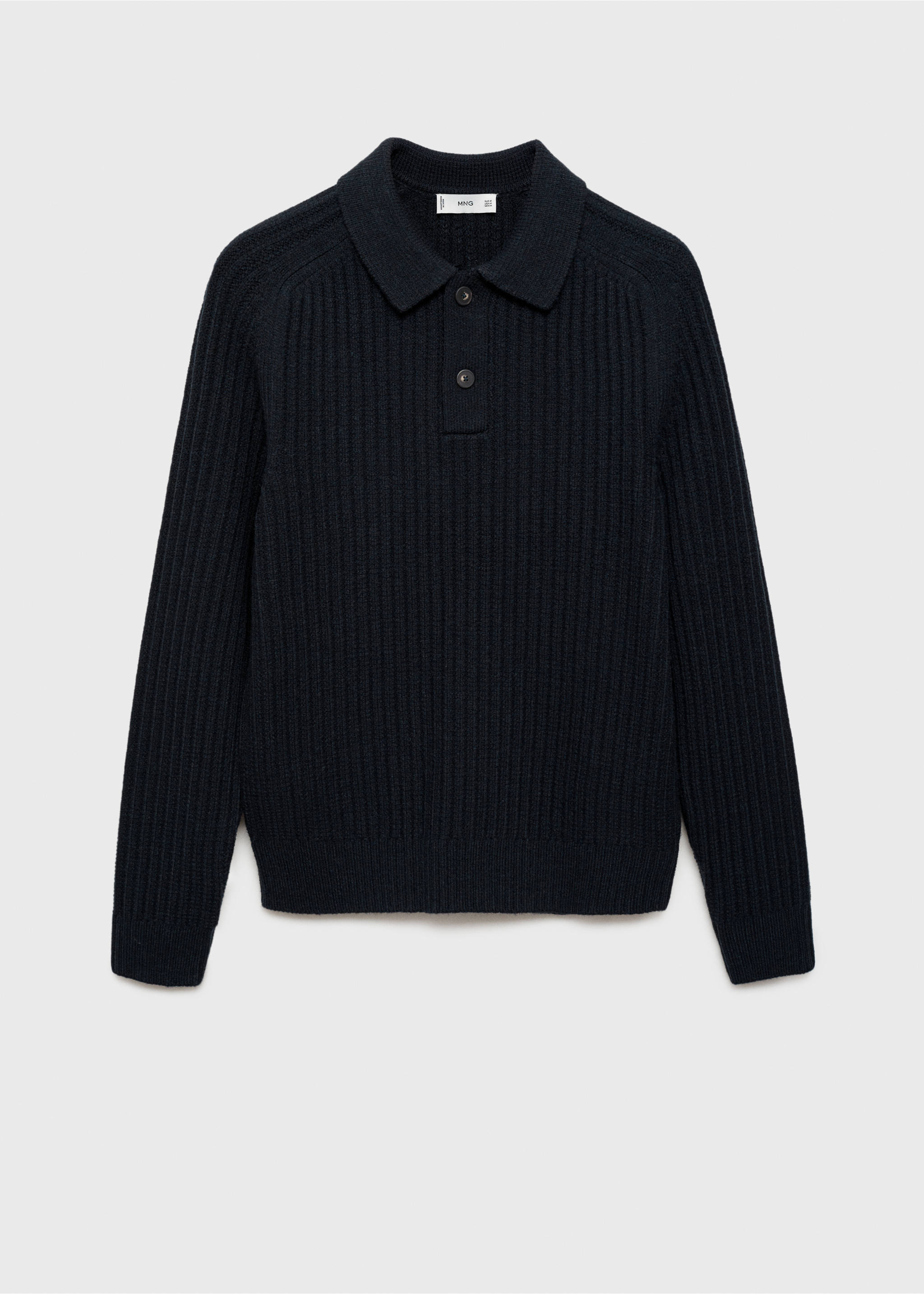 Ribbed polo-neck sweater - Article without model, Dark Navy. Ref: 87020603-00.