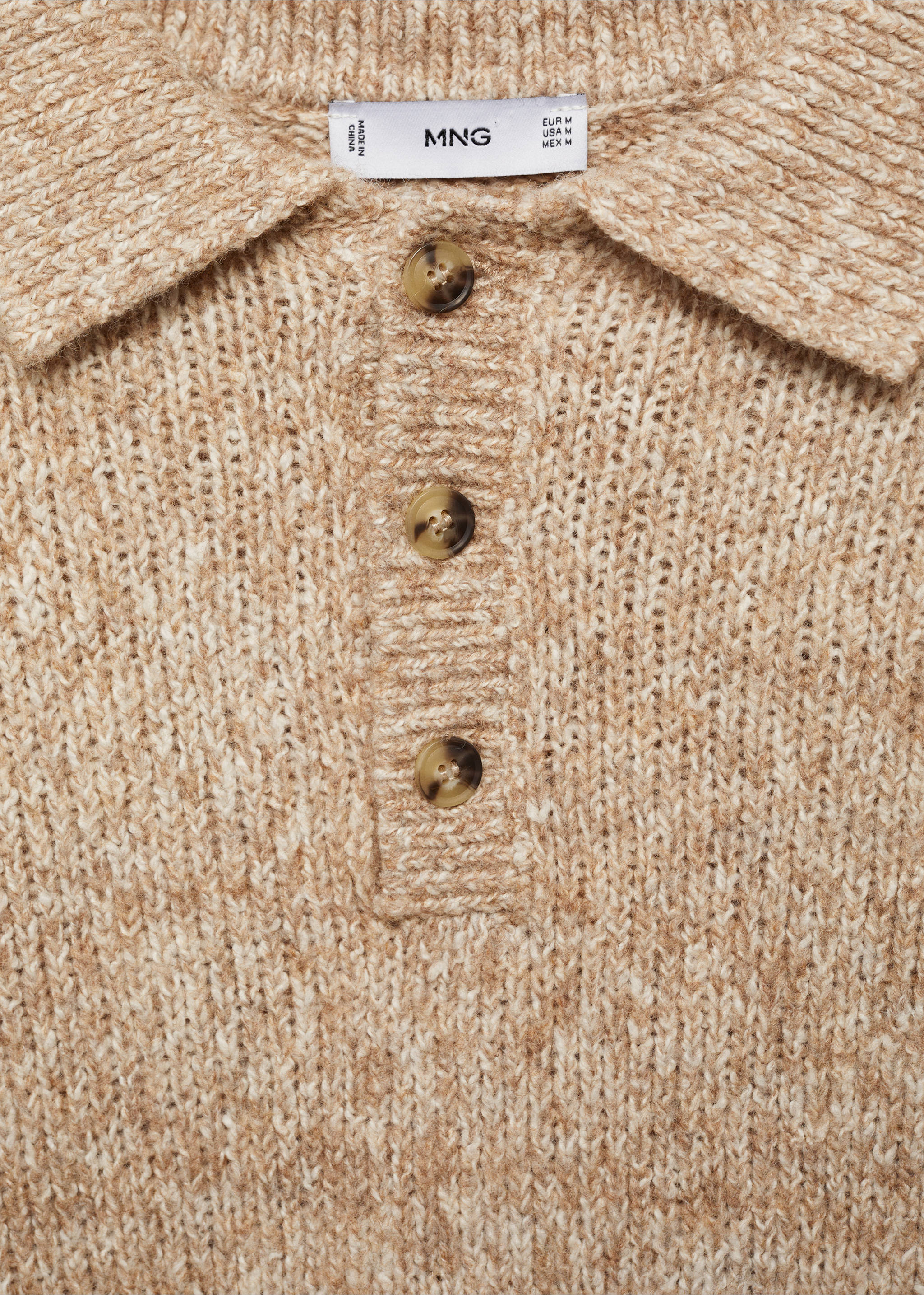 Jersey polo punto mezcla lana - Detalle del artículo 8, Gris visón. Ref: 87020604-00.