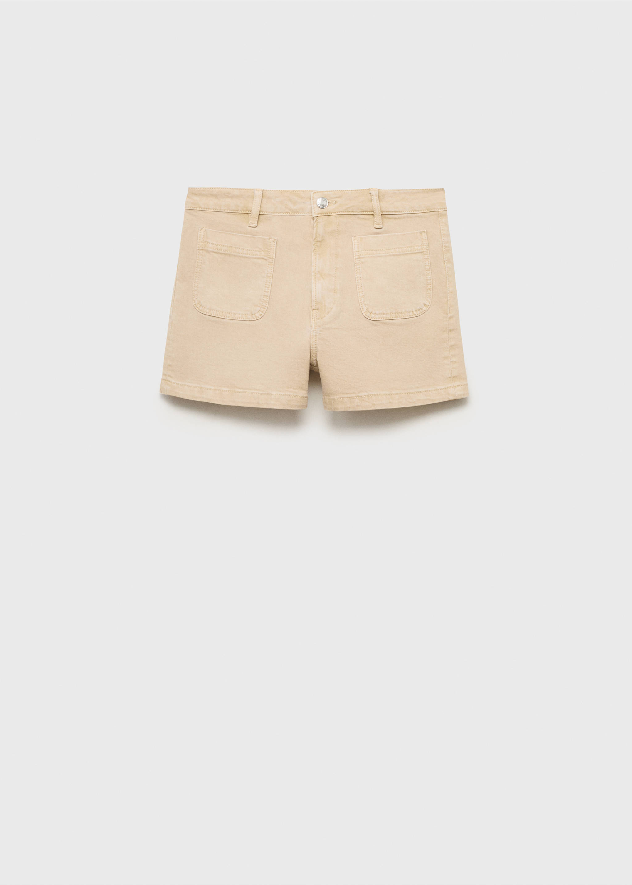 High-waisted denim shorts with pockets - Article without model, Sand. Ref: 87020605-00.