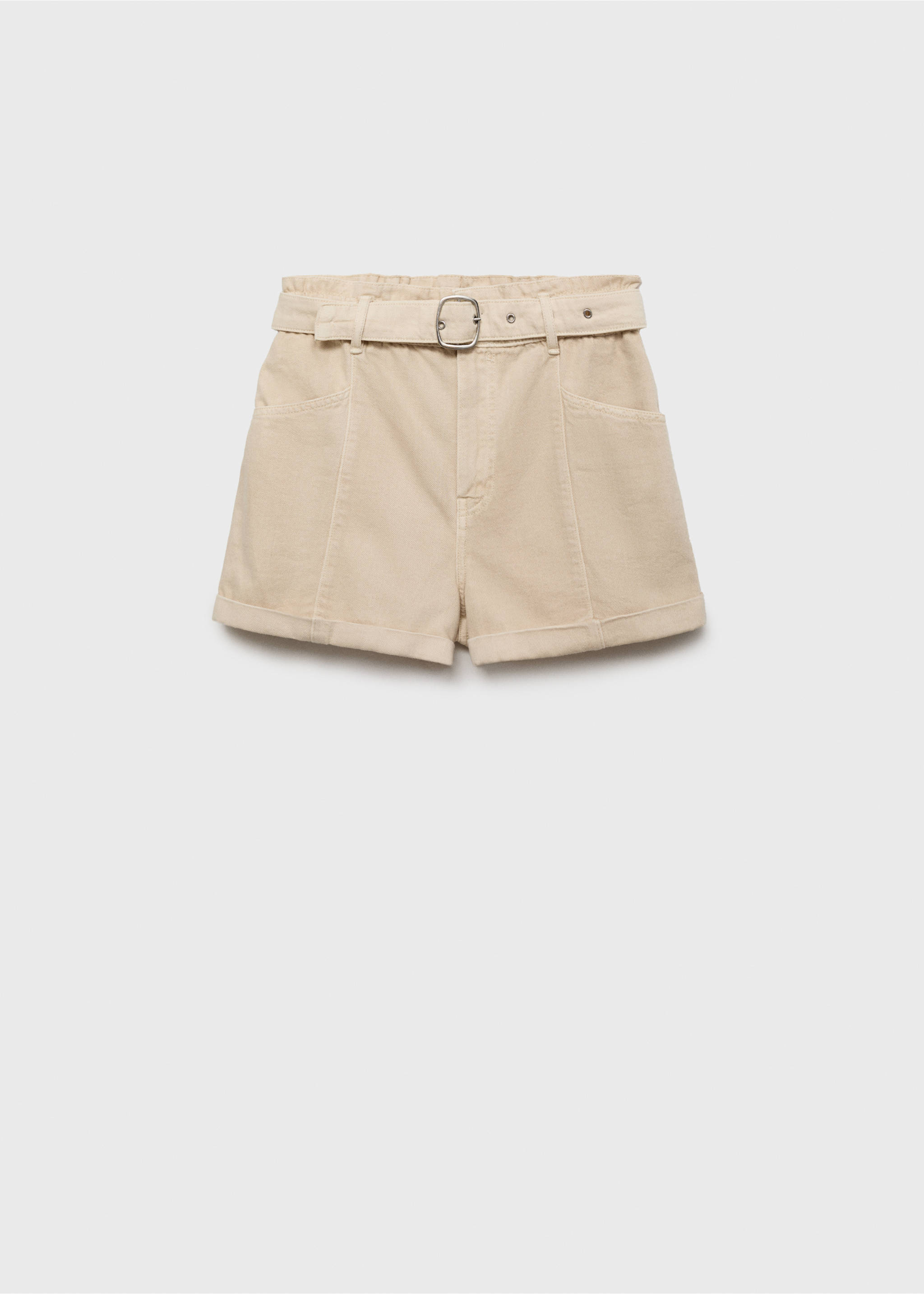 Short en jean taille haute avec poches - Article sans modèle, Sable. Ref: 87020605-00.