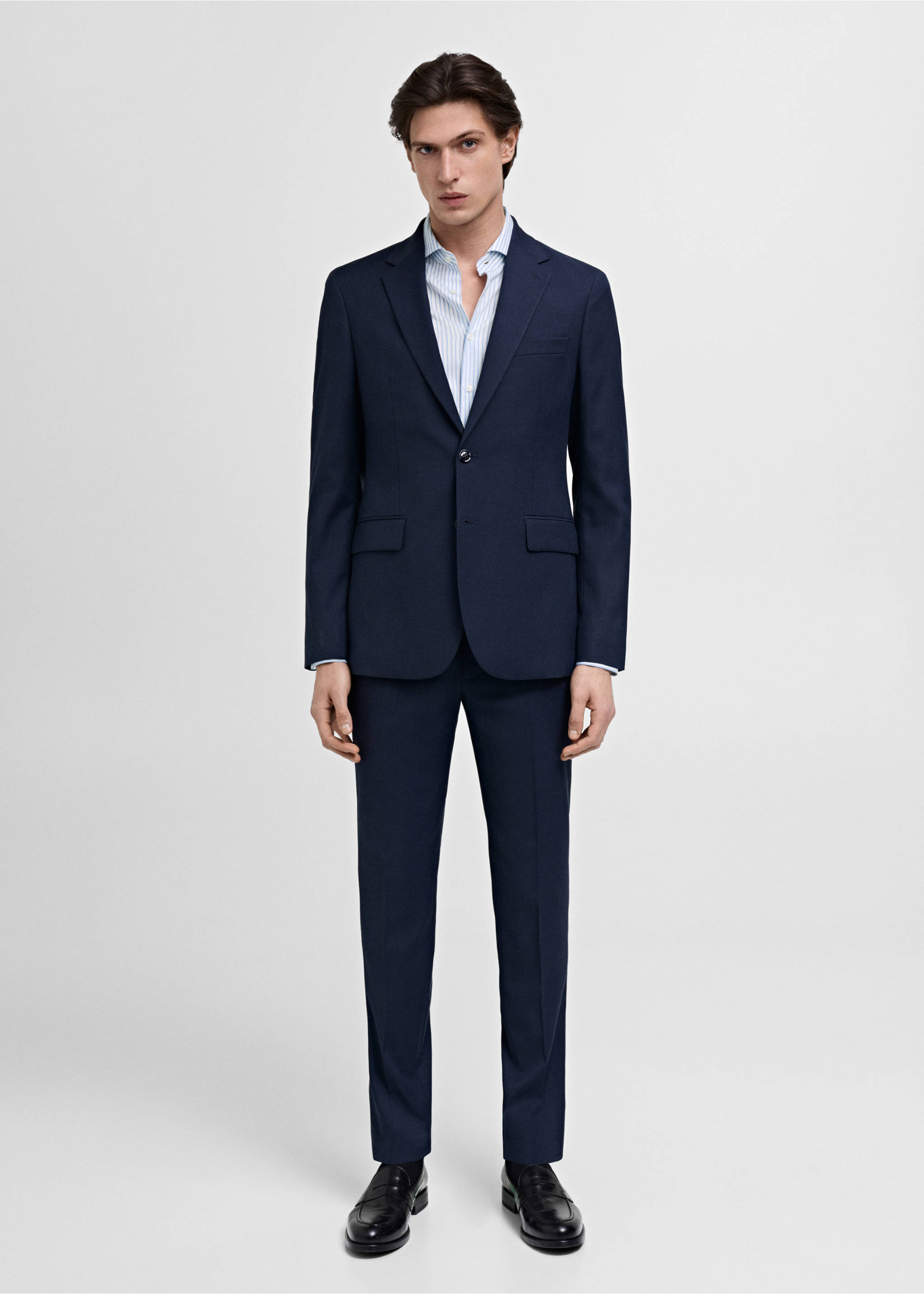 Slim Fit-Anzughemd aus Baumwolle mit Streifen - Allgemeine Ansicht, Himmelblau. Ref: 87020612-00.