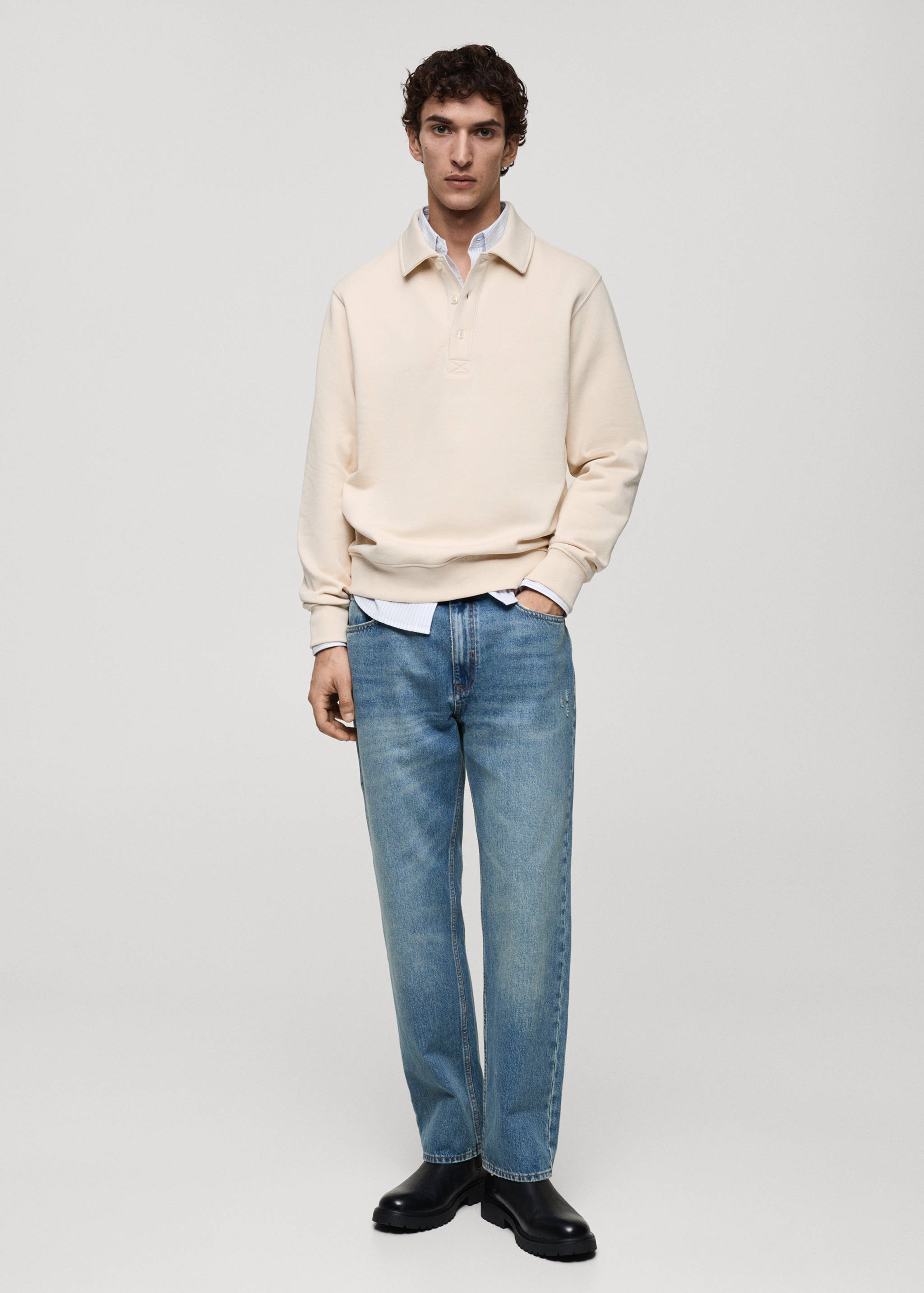 Brushed regular-fit polo sweatshirt - General plane