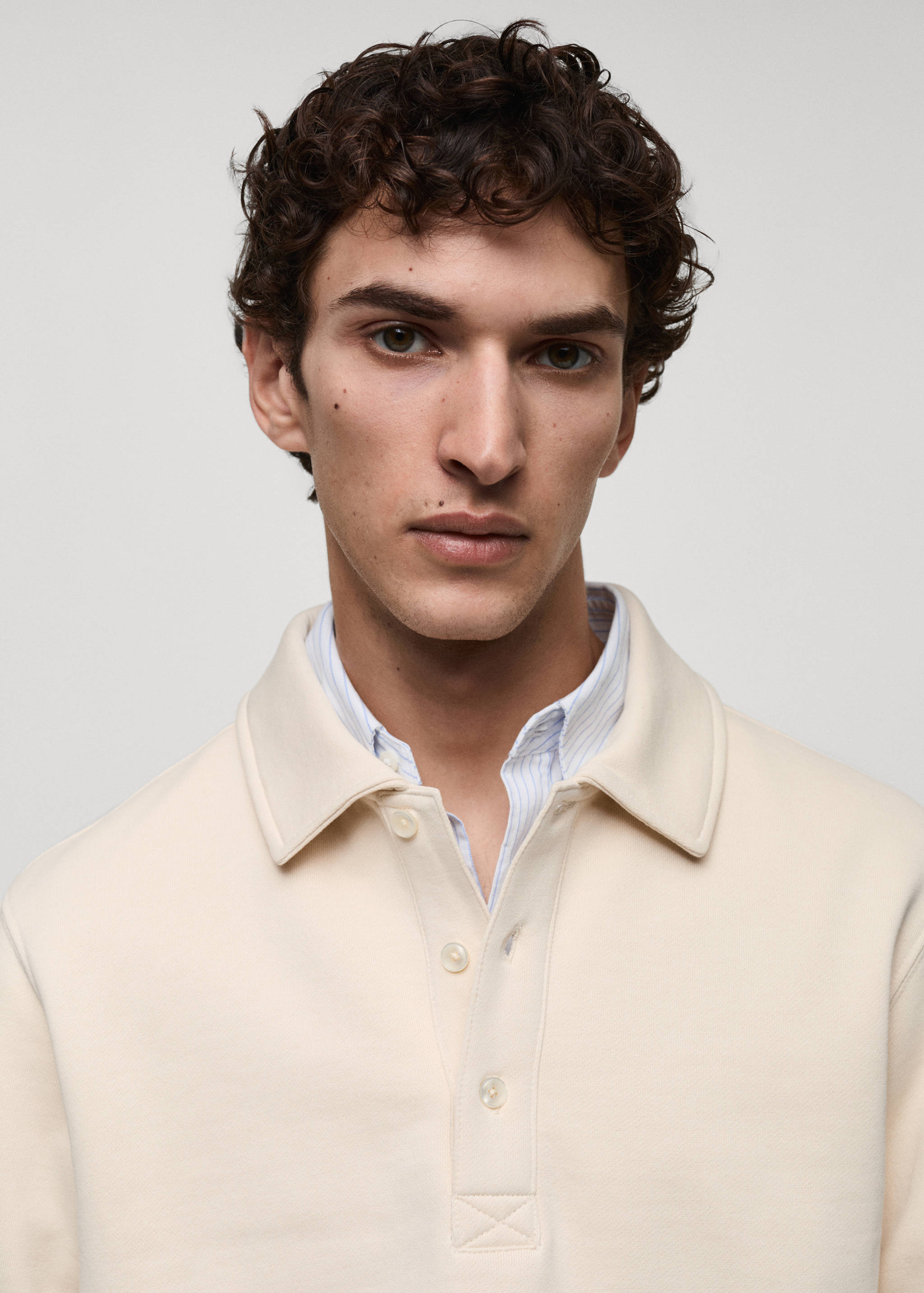 Brushed regular-fit polo sweatshirt - Details of the article 1