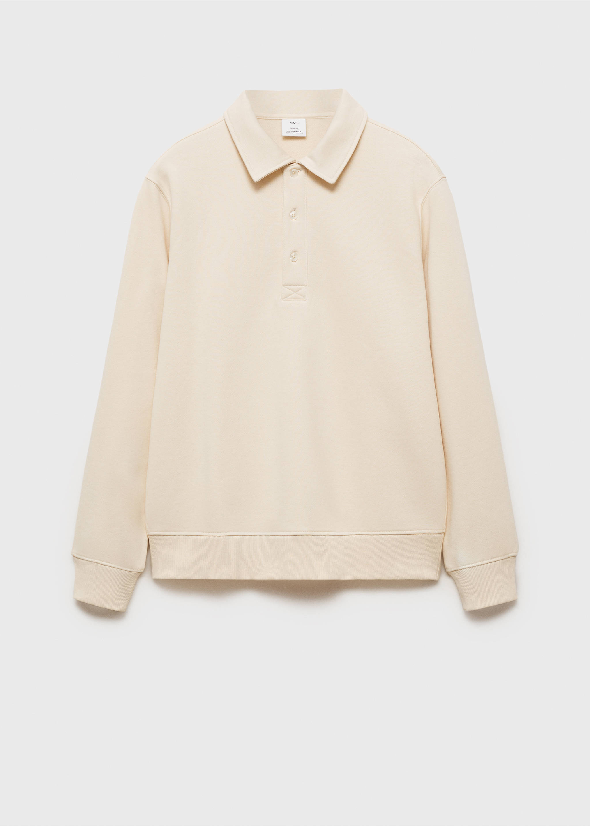 Sweat polo en coton gratté regular-fit - Article sans modèle, Écru. Ref: 87020619-00.