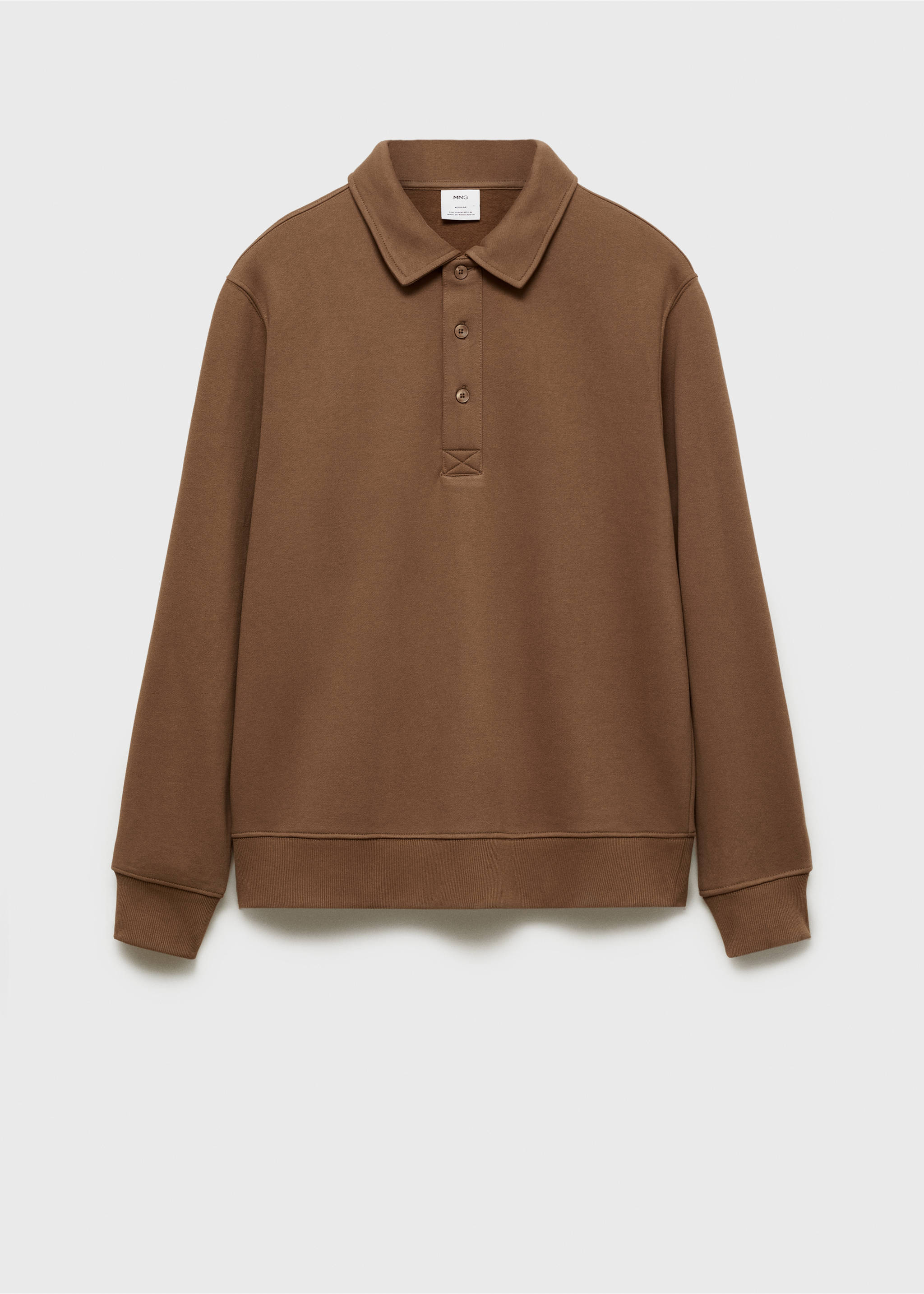 Brushed regular-fit polo sweatshirt - Article without model, Medium Brown. Ref: 87020619-00.