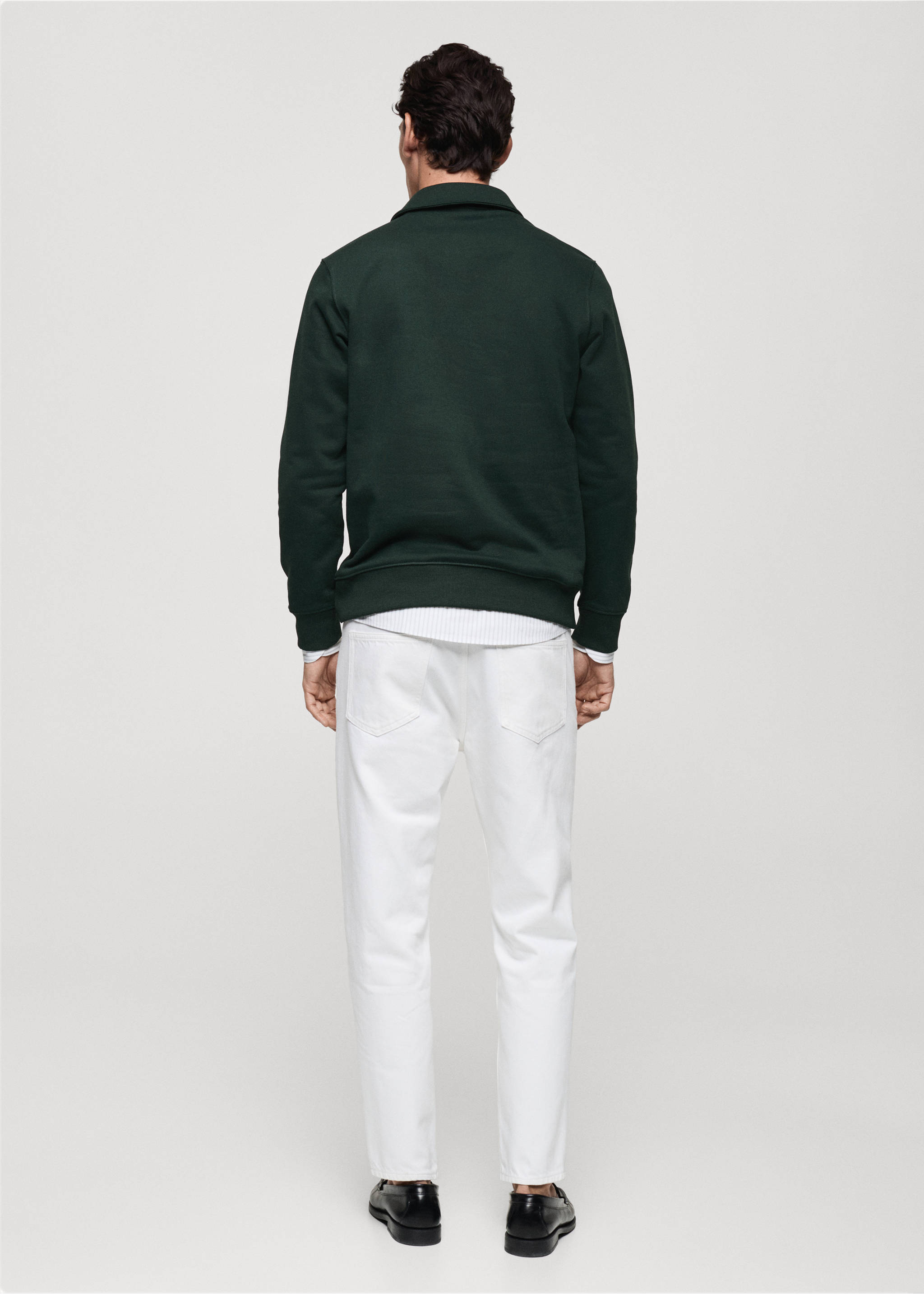 Sweat polo en coton gratté regular-fit - Verso de l’article, Vert. Ref: 87020619-00.