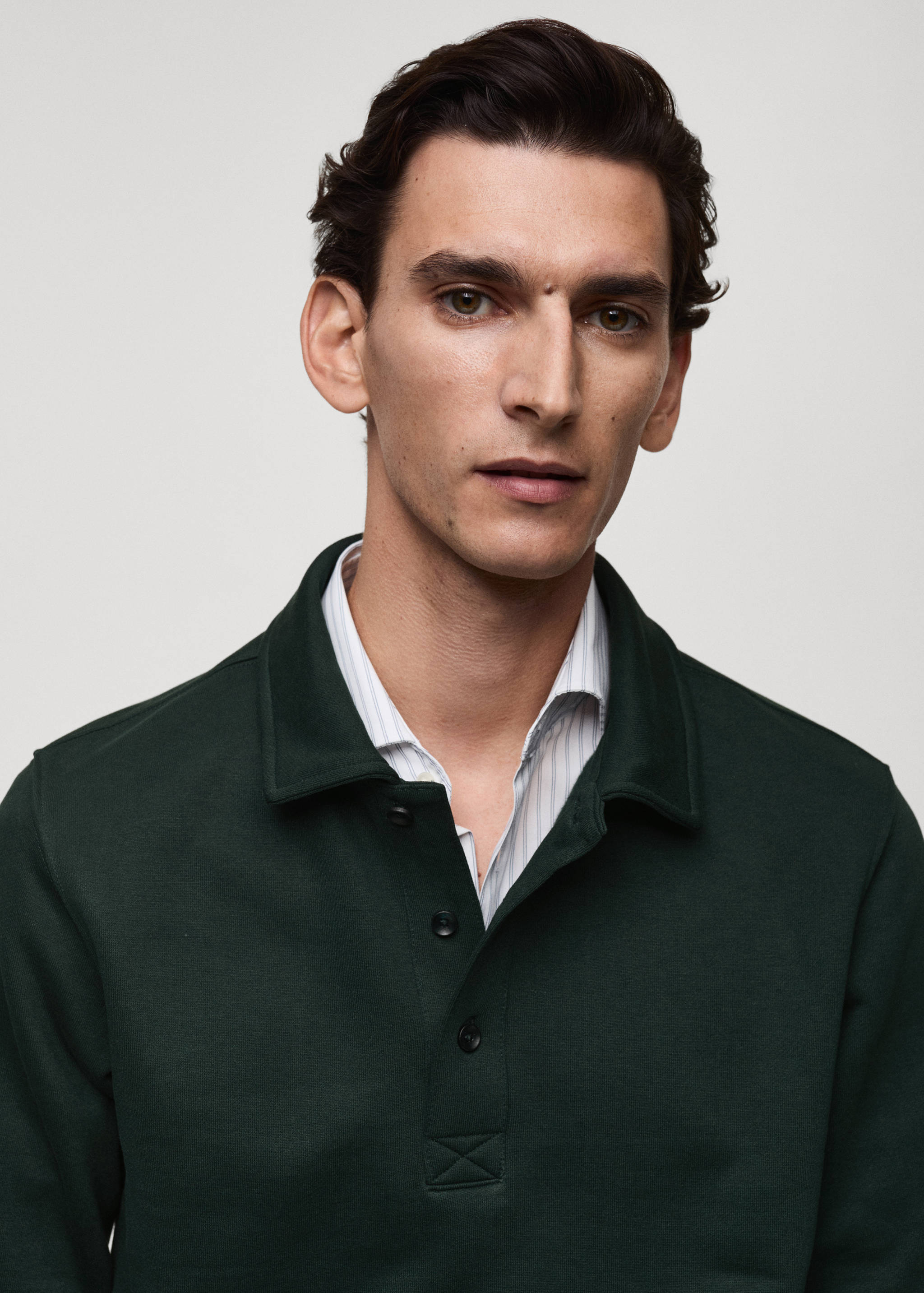 Brushed regular-fit polo sweatshirt - Details of the article 1