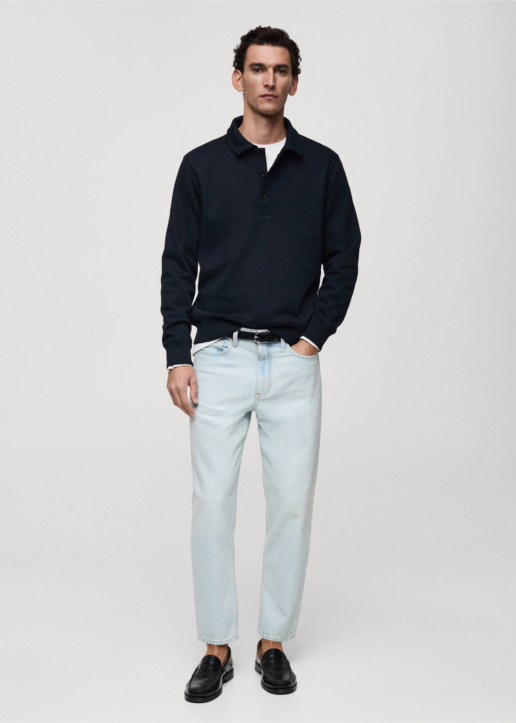 Brushed regular-fit polo sweatshirt - General plane, Dark Navy. Ref: 87020619-00.