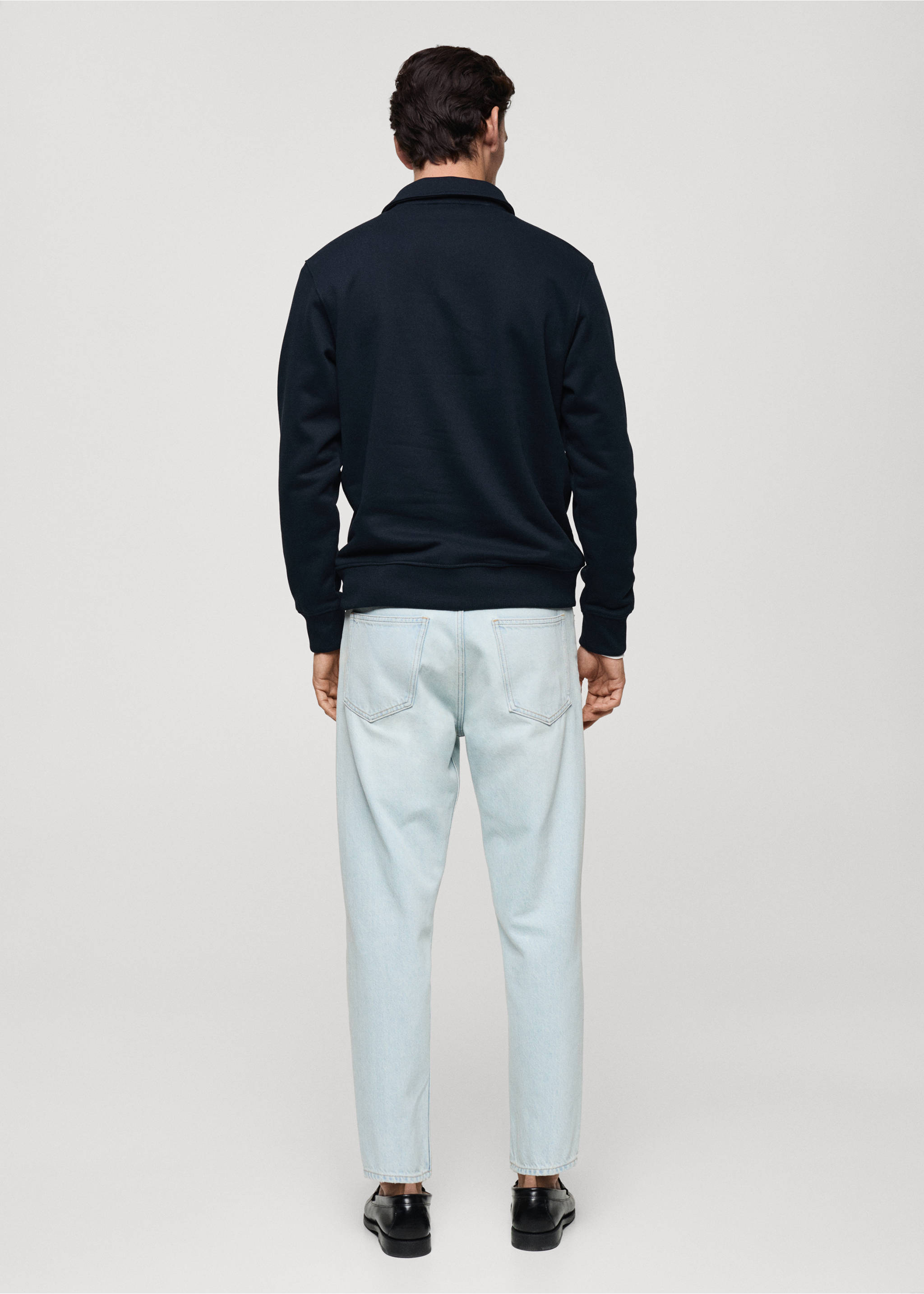 Brushed regular-fit polo sweatshirt - Reverse of the article, Dark Navy. Ref: 87020619-00.