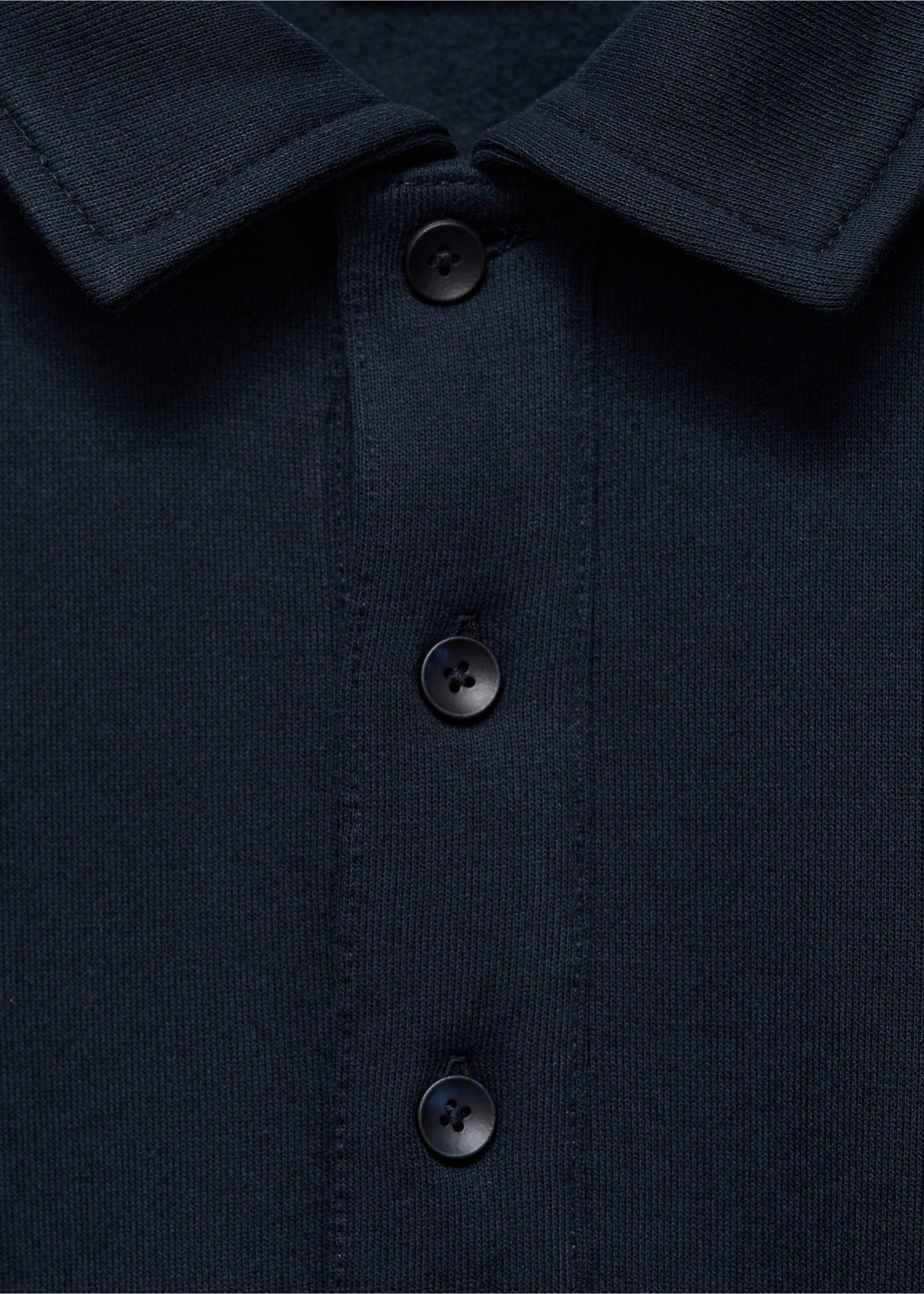 Brushed regular-fit polo sweatshirt - Details of the article 8, Dark Navy. Ref: 87020619-00.