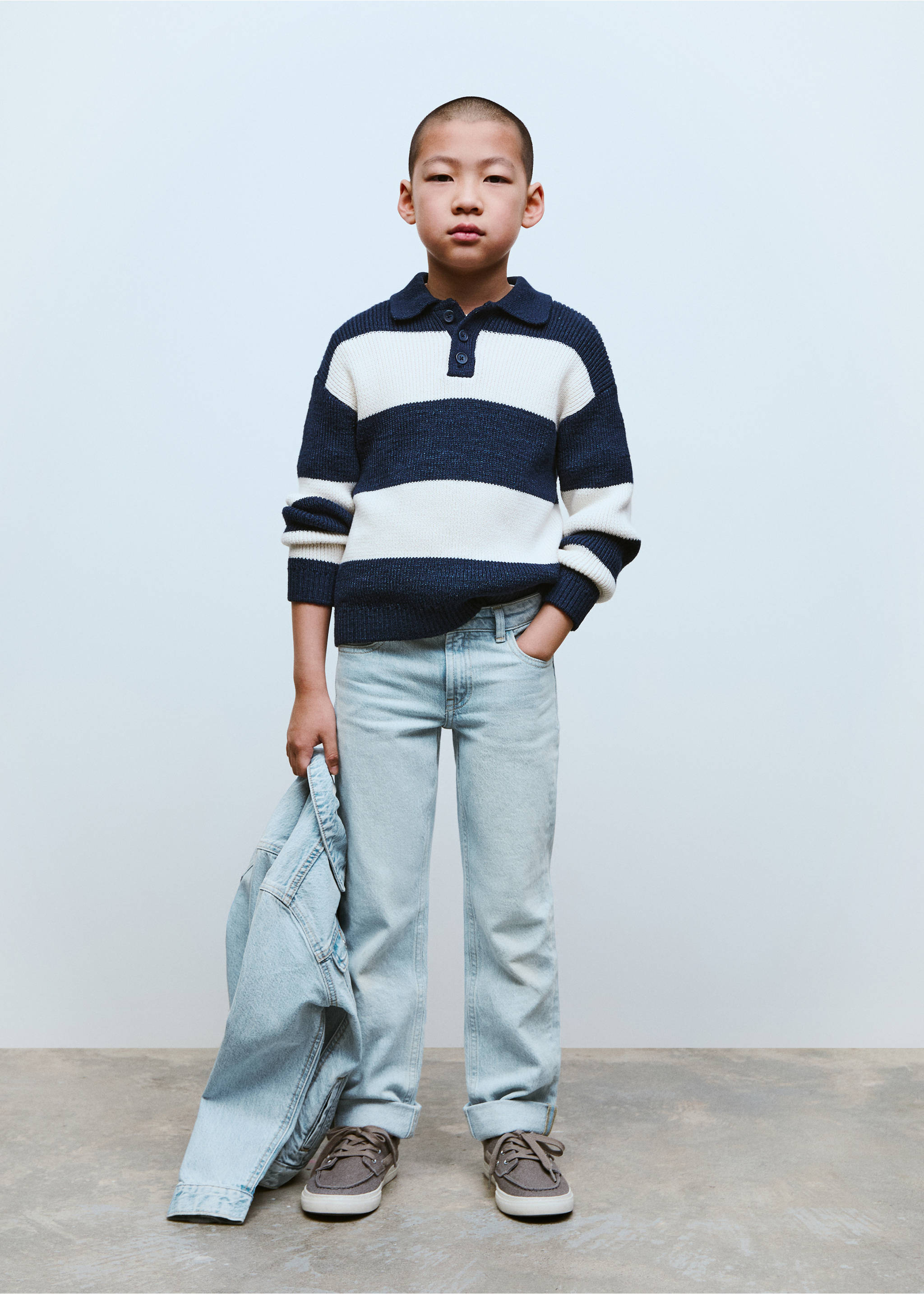 Straight jeans with turn-up - General plane, Light Blue. Ref: 87020628-00.