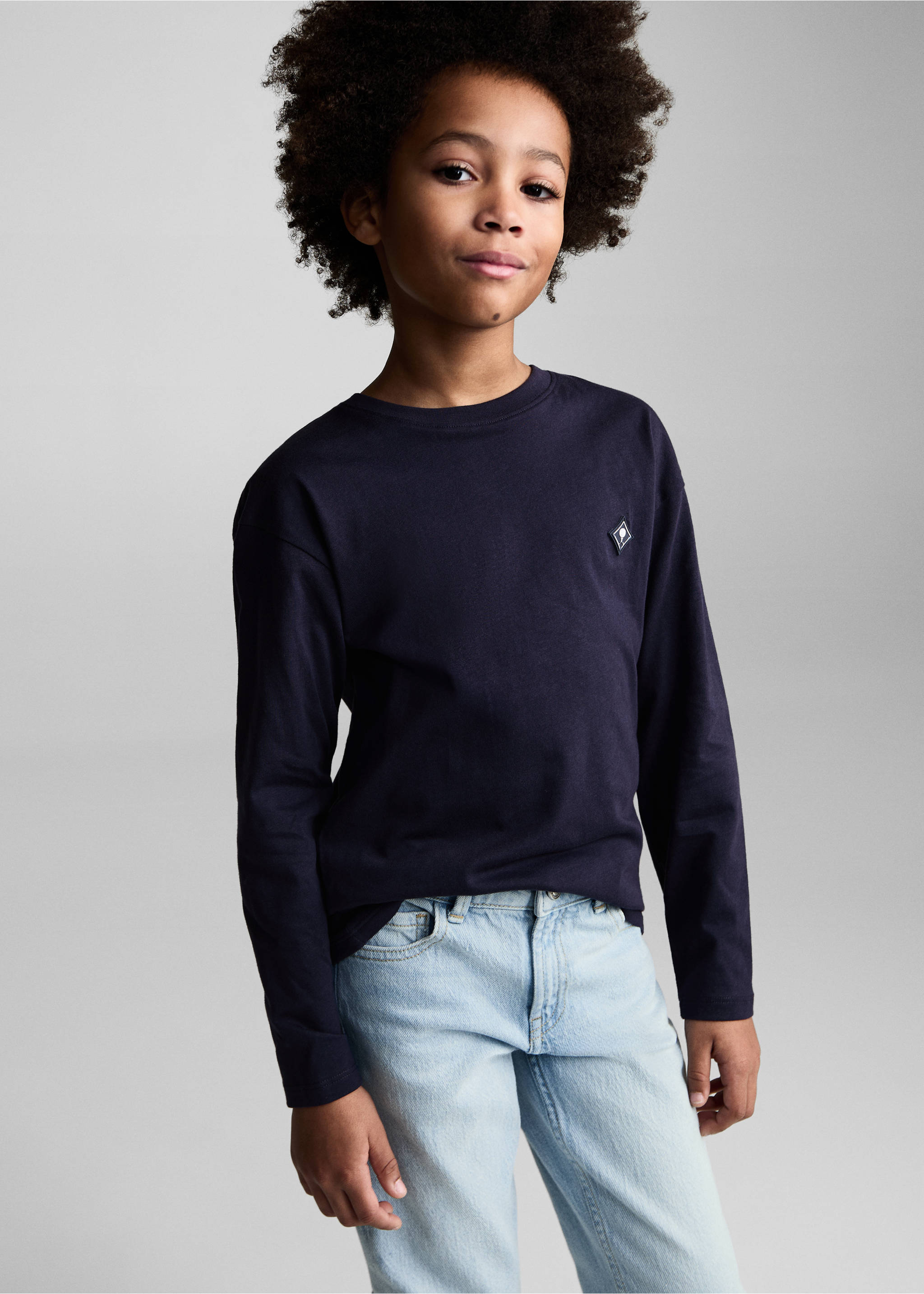 Straight jeans with turn-up - Details of the article 1, Light Blue. Ref: 87020628-00.