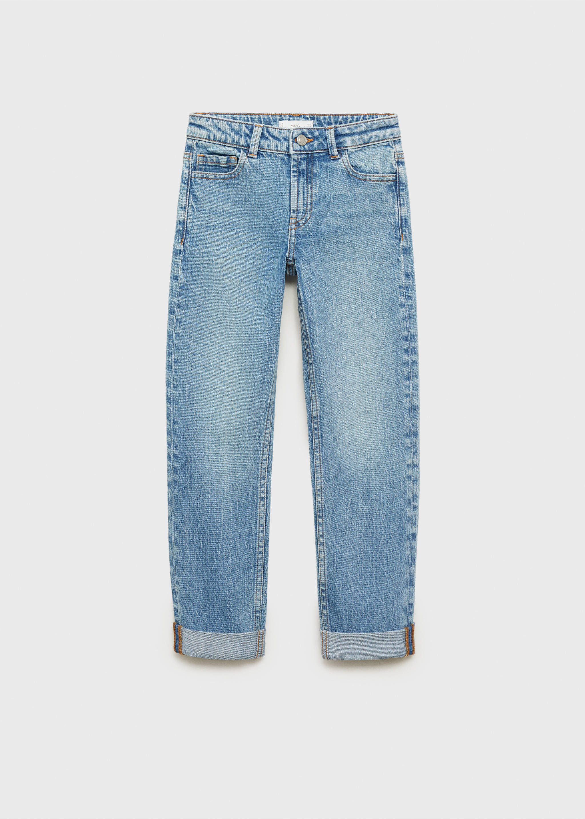 Straight jeans with turn-up - Article without model, Medium Blue. Ref: 87020628-00.