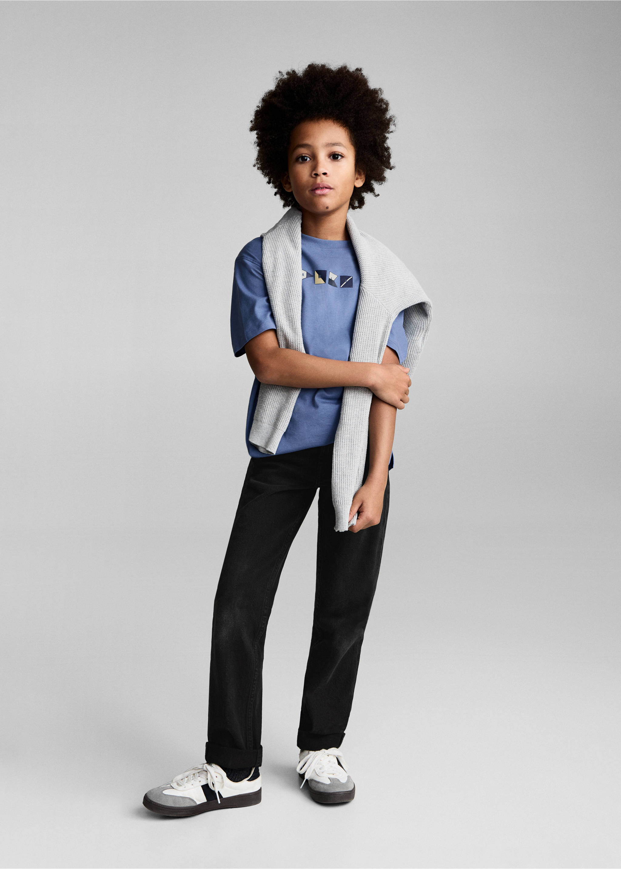 Straight jeans with turn-up - General plane, Black denim. Ref: 87020628-00.