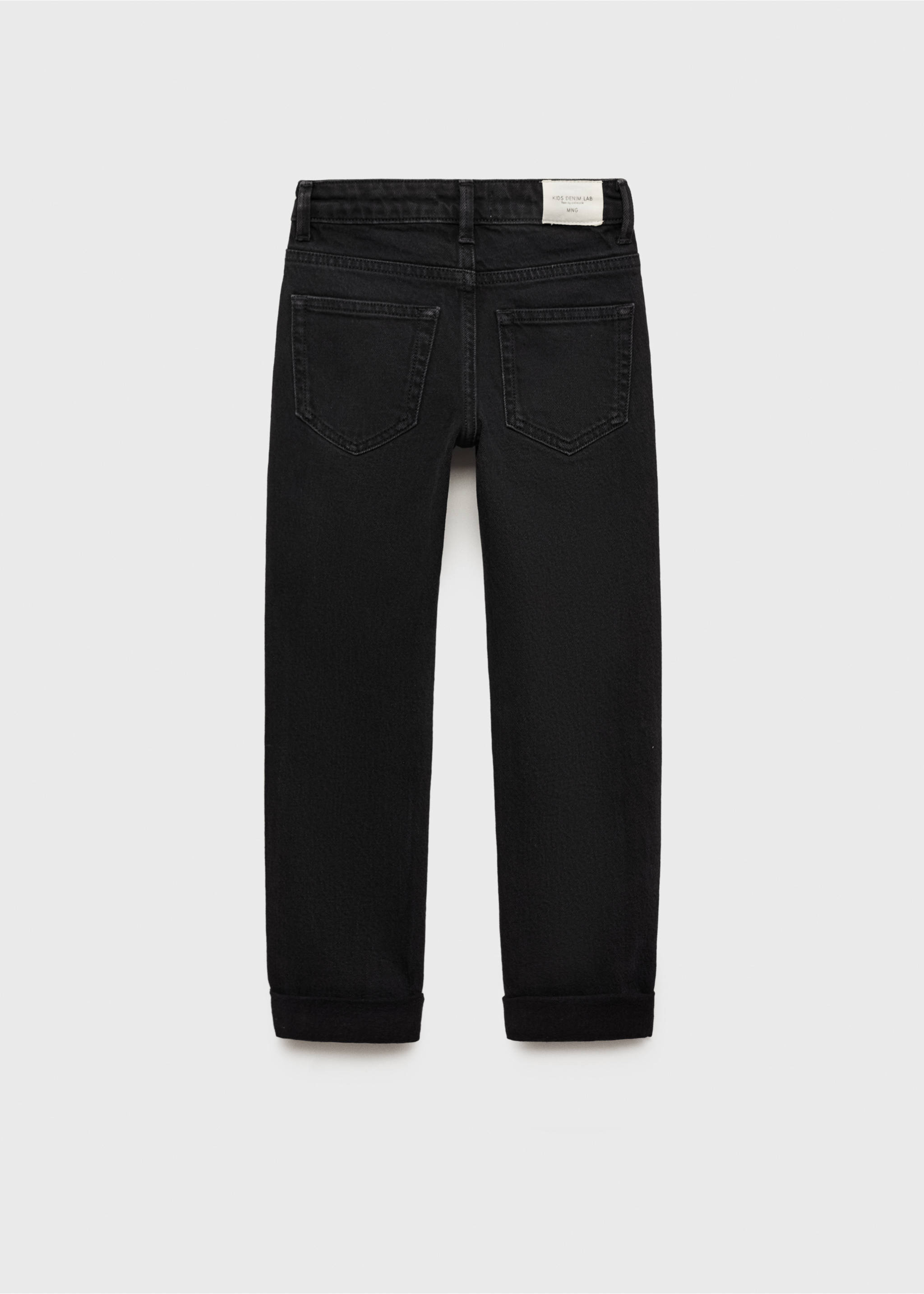 Straight jeans with turn-up - Reverse of the article, Black denim. Ref: 87020628-00.