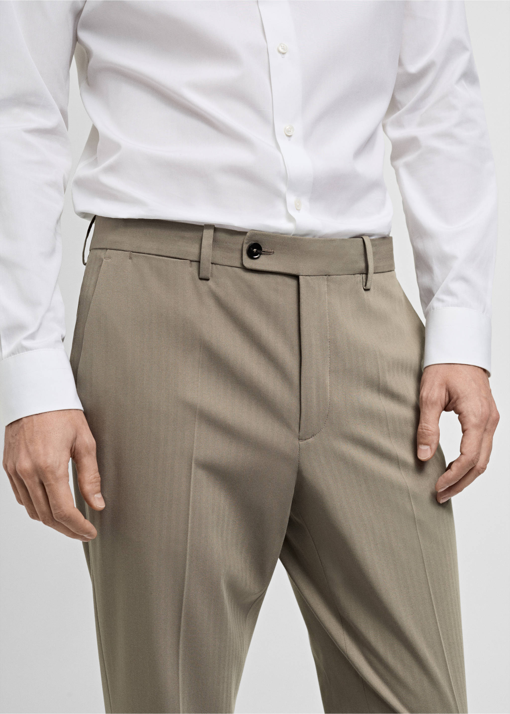 Monaco slim-fit suit trousers - Details of the article 1, Beige. Ref: 87020629-00.