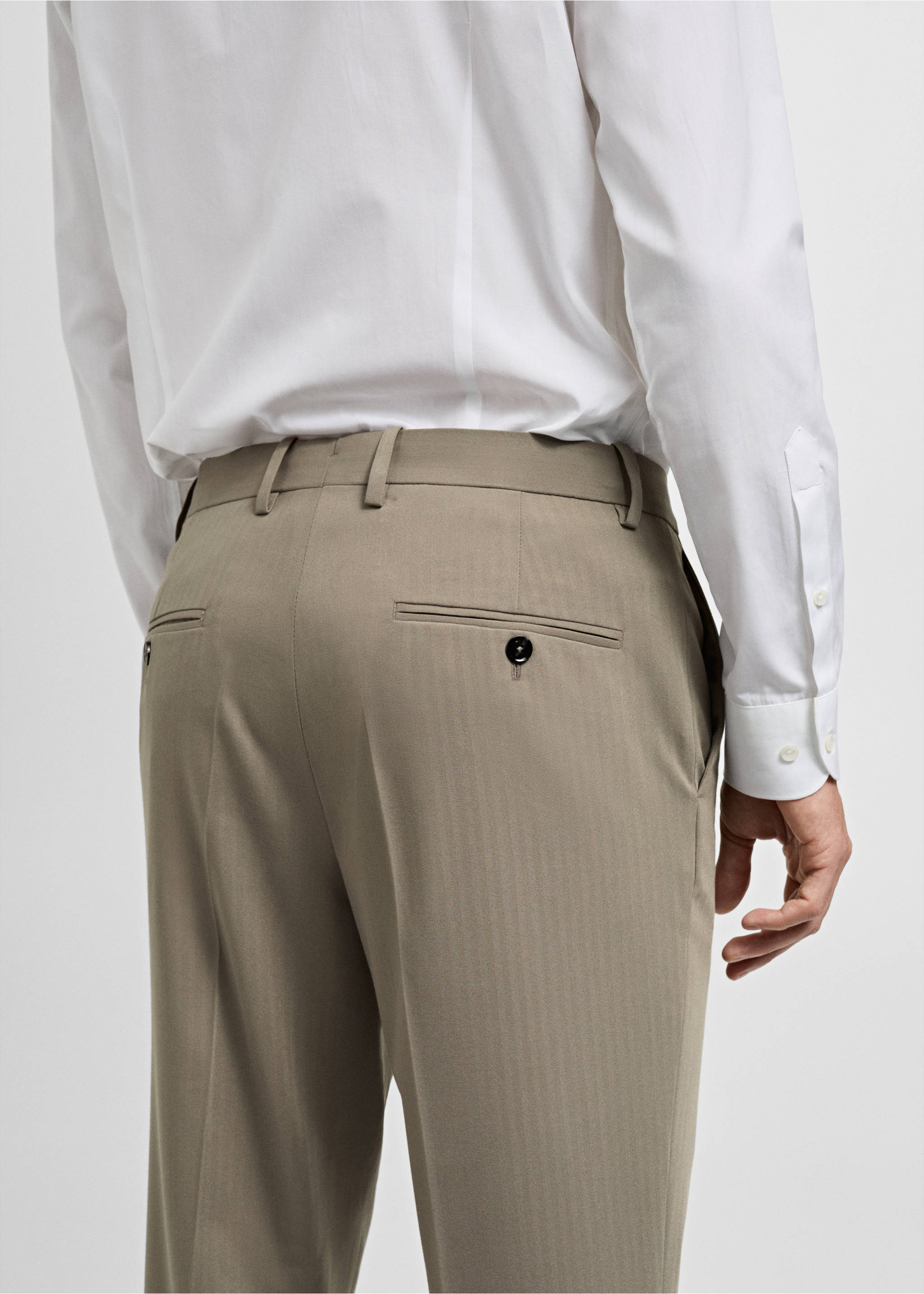 Monaco slim-fit suit trousers - Details of the article 2, Beige. Ref: 87020629-00.