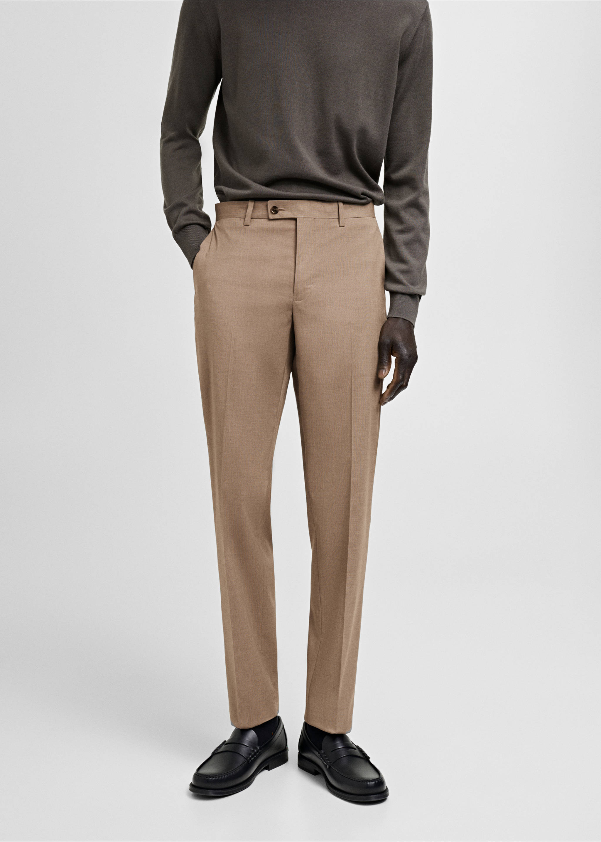 Pantalon costume Milán slim-fit - Plan moyen, Beige. Ref: 87020633-00.