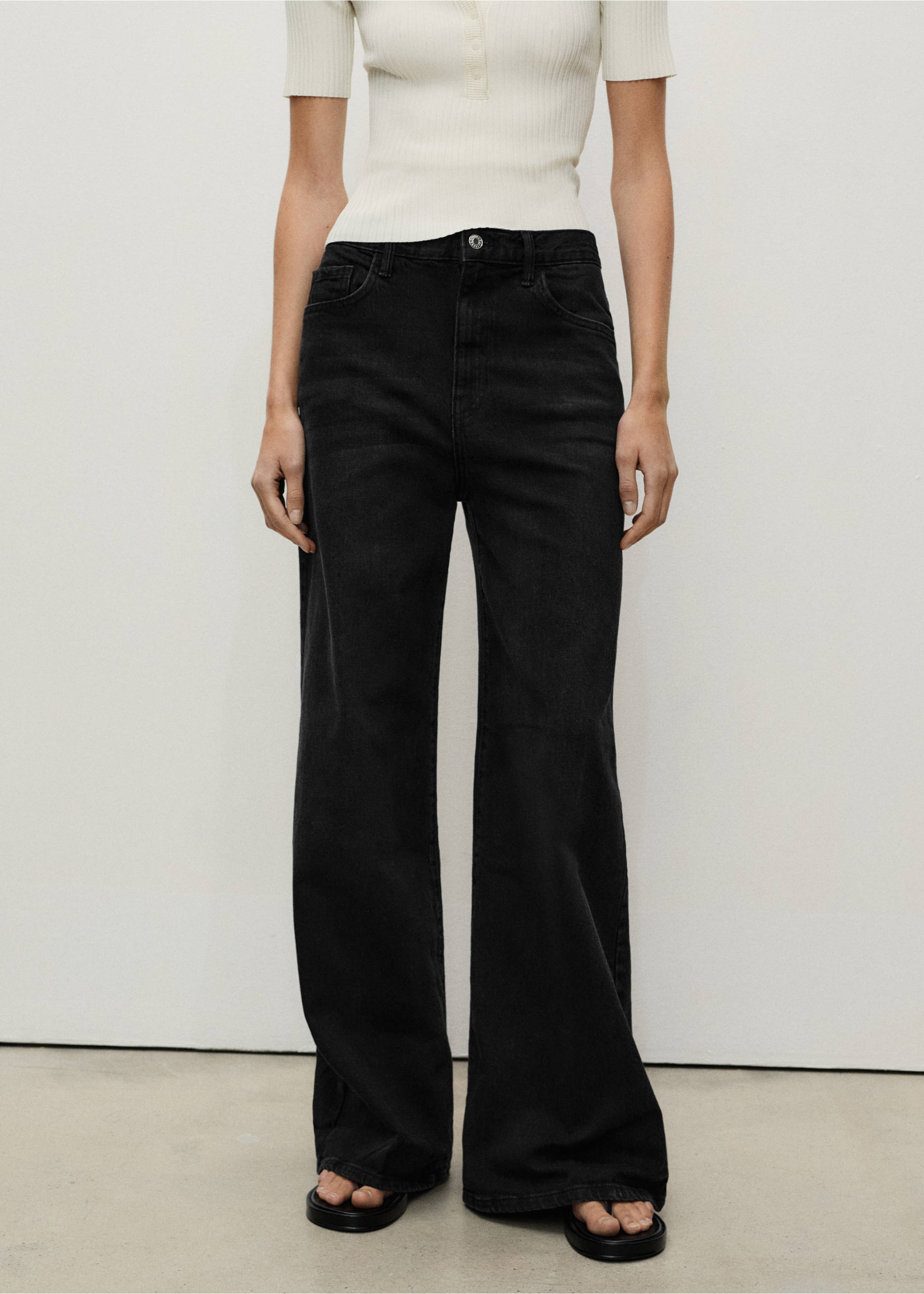 High-waisted wideleg jeans - Medium plane, Black denim. Ref: 87020635-00.