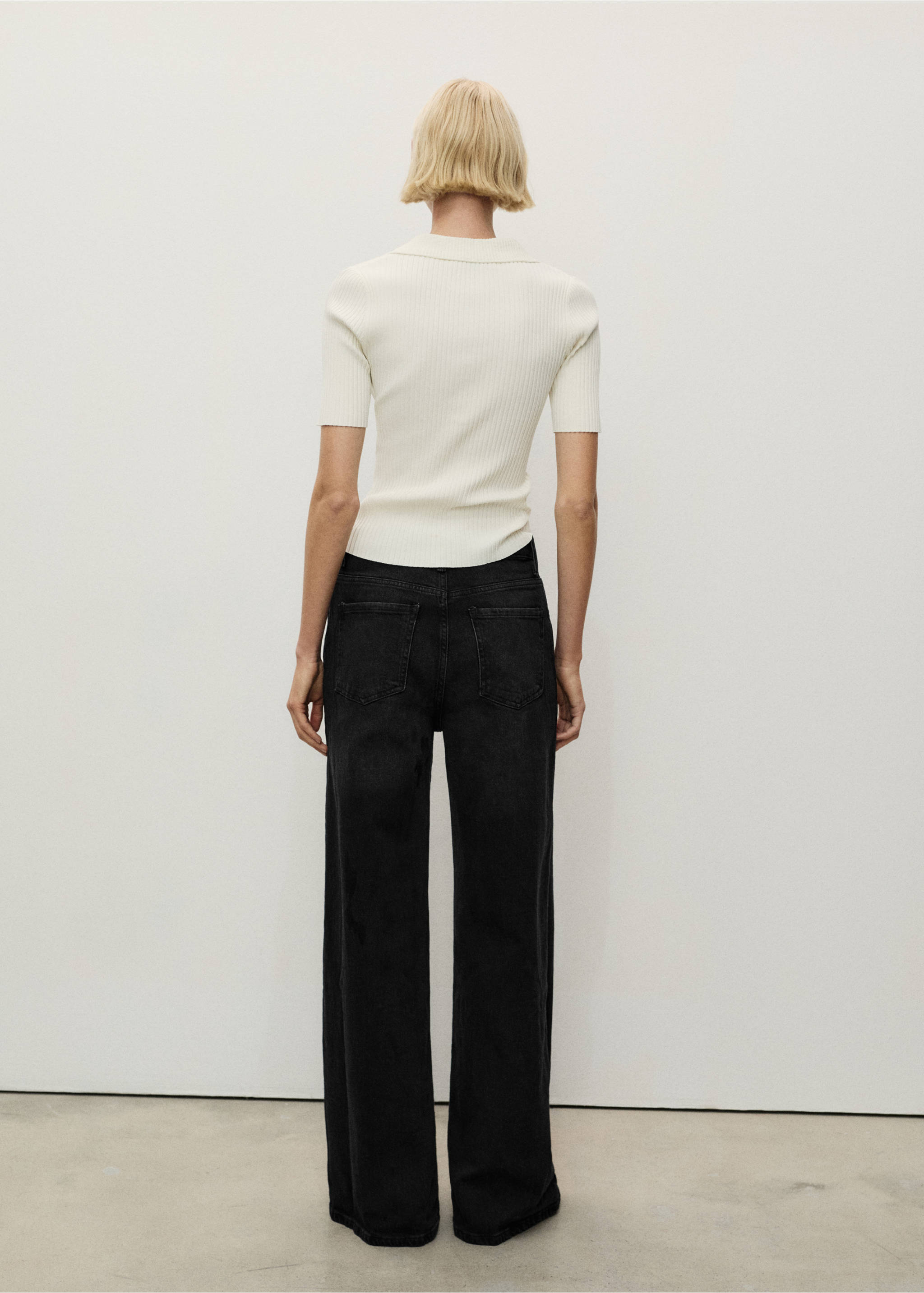 High-waisted wideleg jeans - Reverse of the article, Black denim. Ref: 87020635-00.