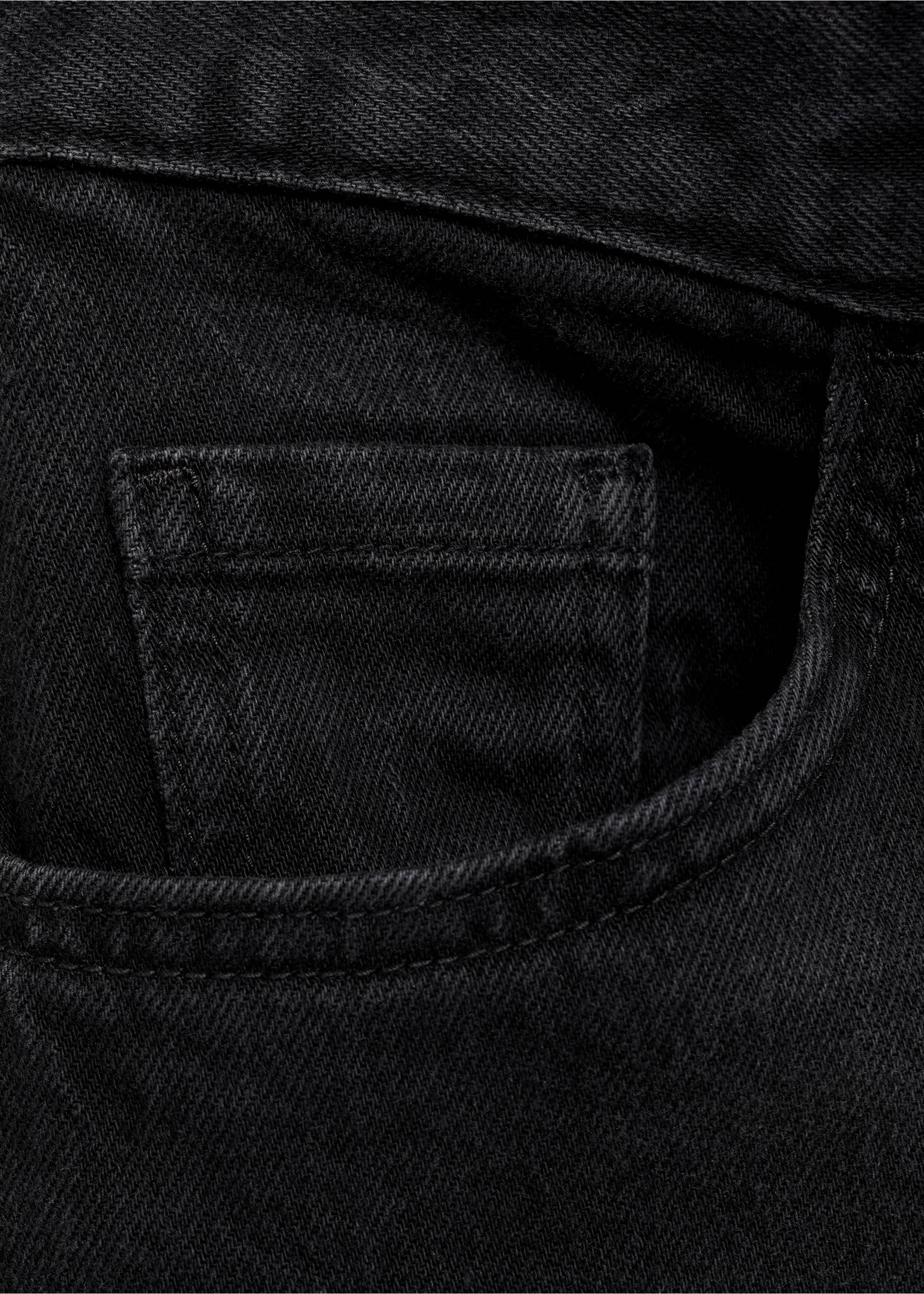 High-waisted wideleg jeans - Details of the article 8, Black denim. Ref: 87020635-00.