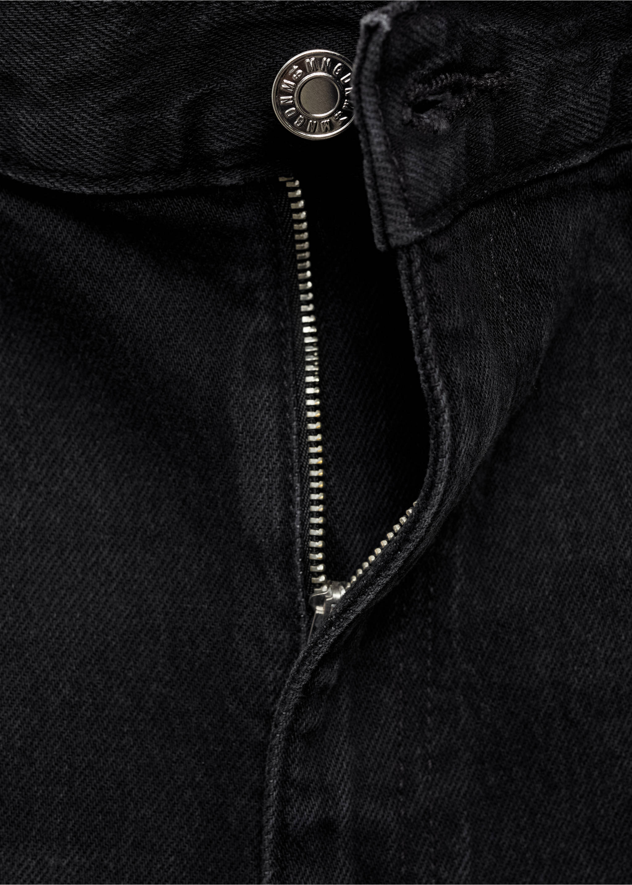 High-waisted wideleg jeans - Details of the article 0, Black denim. Ref: 87020635-00.