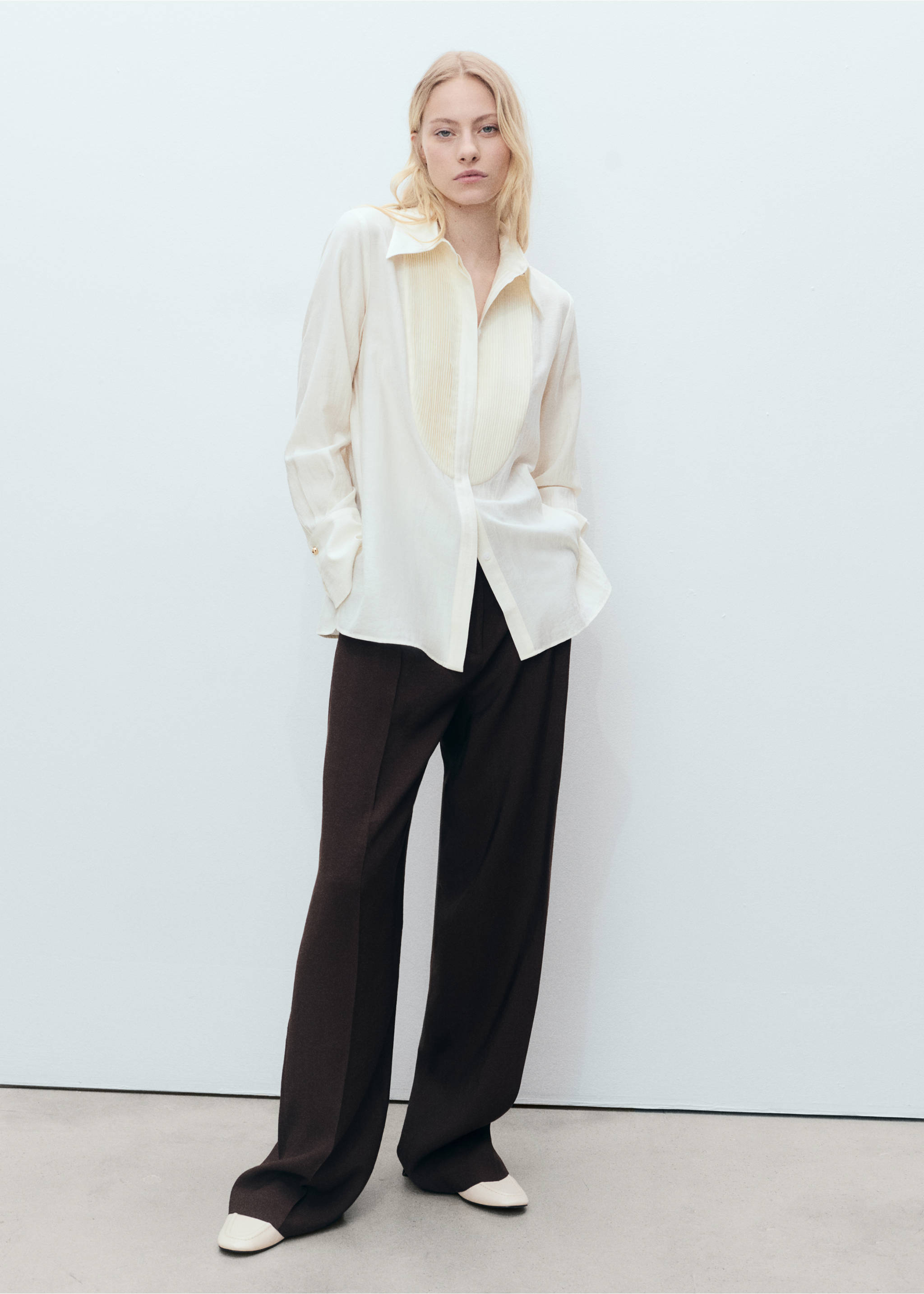 Fluid shirt with contrasting panel - General plane, Off White. Ref: 87020636-00.