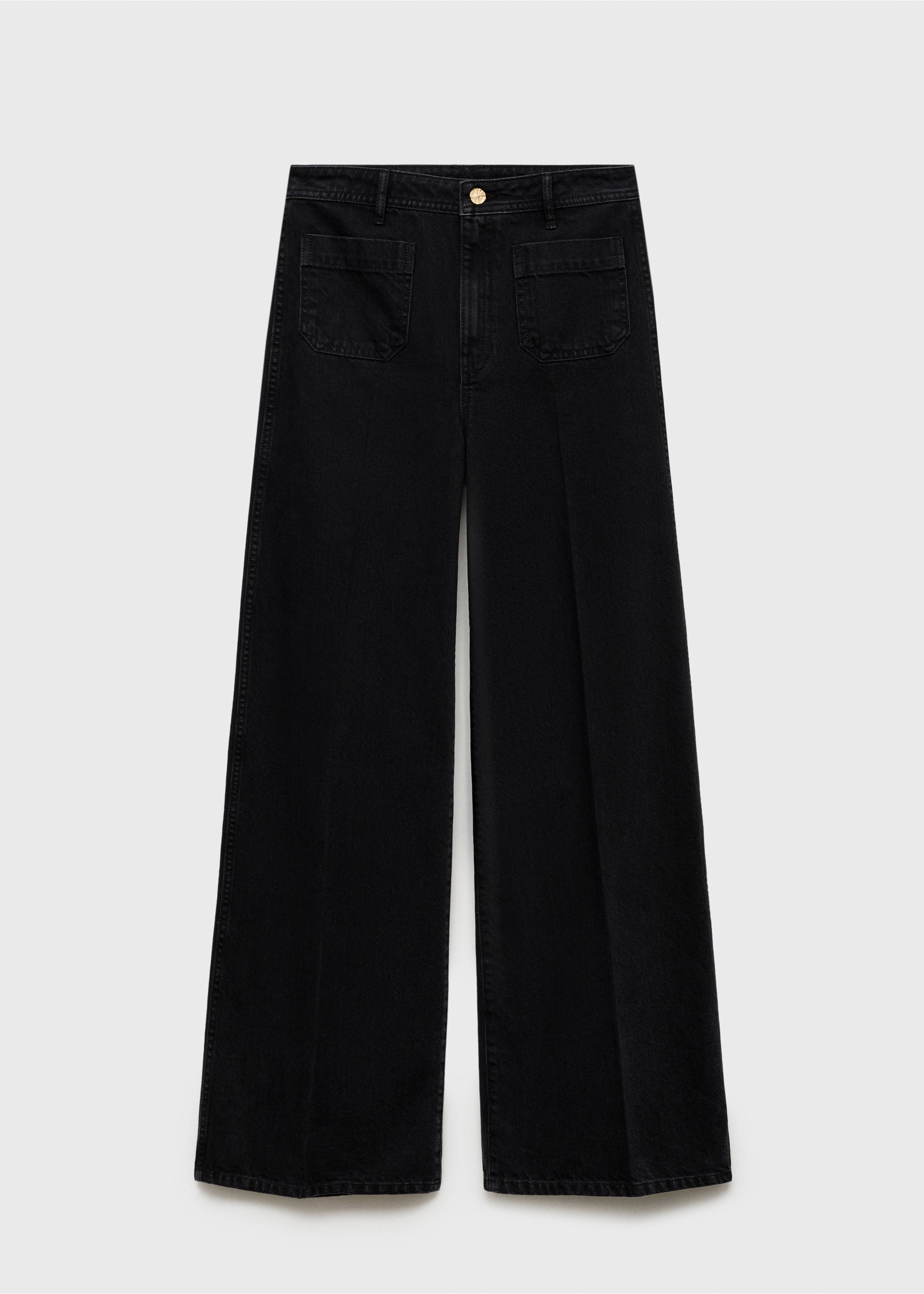 Wide leg jeans with pockets - Article without model, Black denim. Ref: 87020637-00.