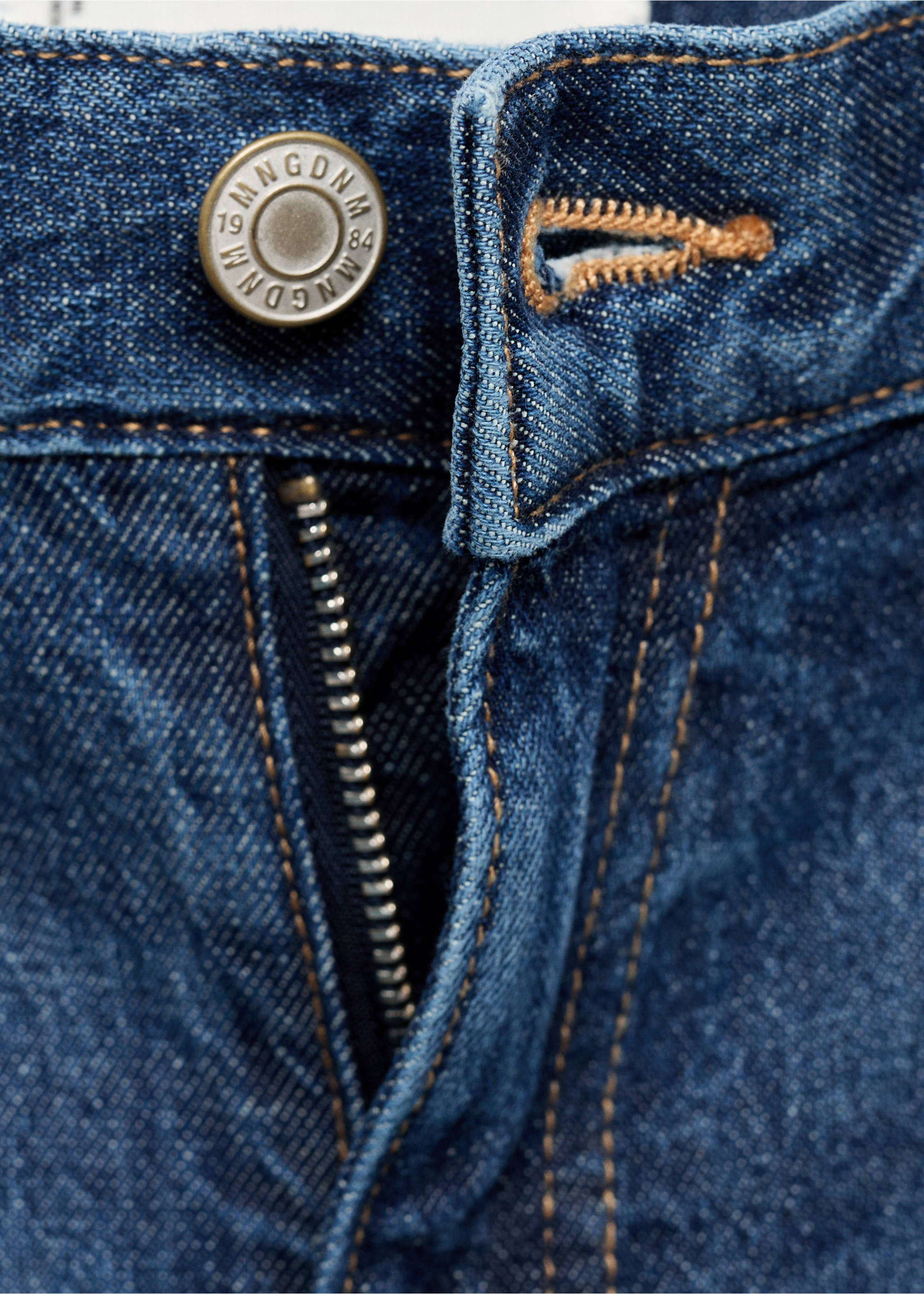 Jeans med hög midja och breda ben - Detaljer om artikeln 8, Mörkblå. Ref: 87020638-00.