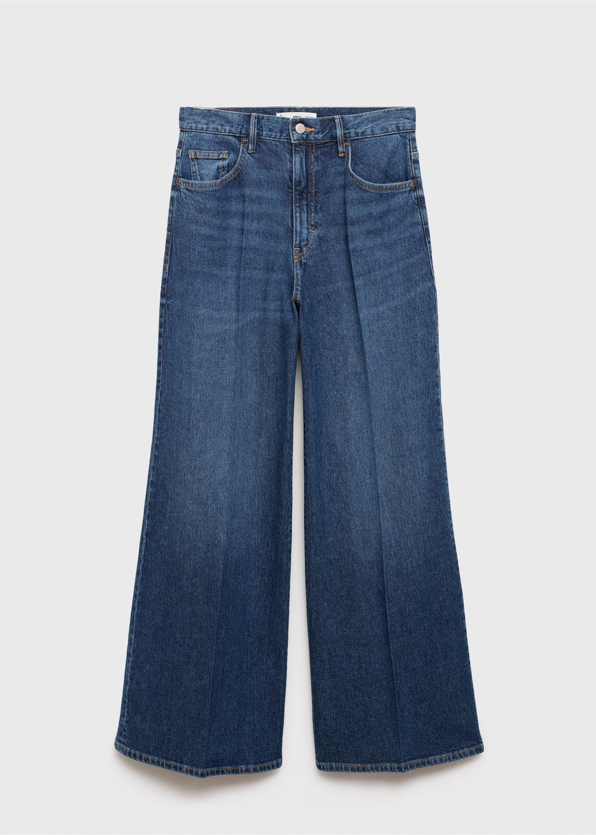Jeans med hög midja och breda ben - Artikel utan modell, Mörkblå. Ref: 87020638-00.