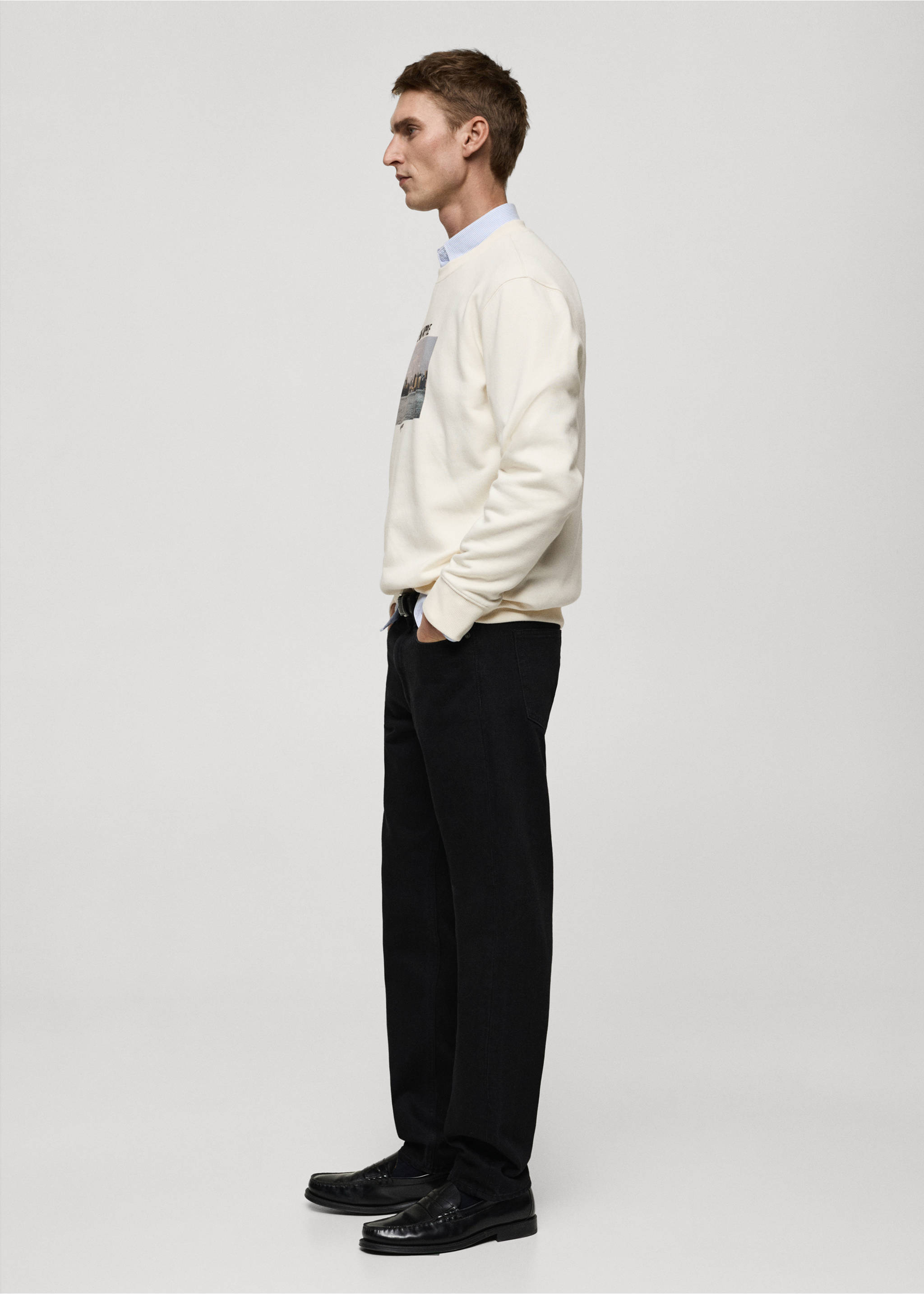 Graphic-print cotton sweatshirt - Details of the article 4, Beige. Ref: 87020640-00.