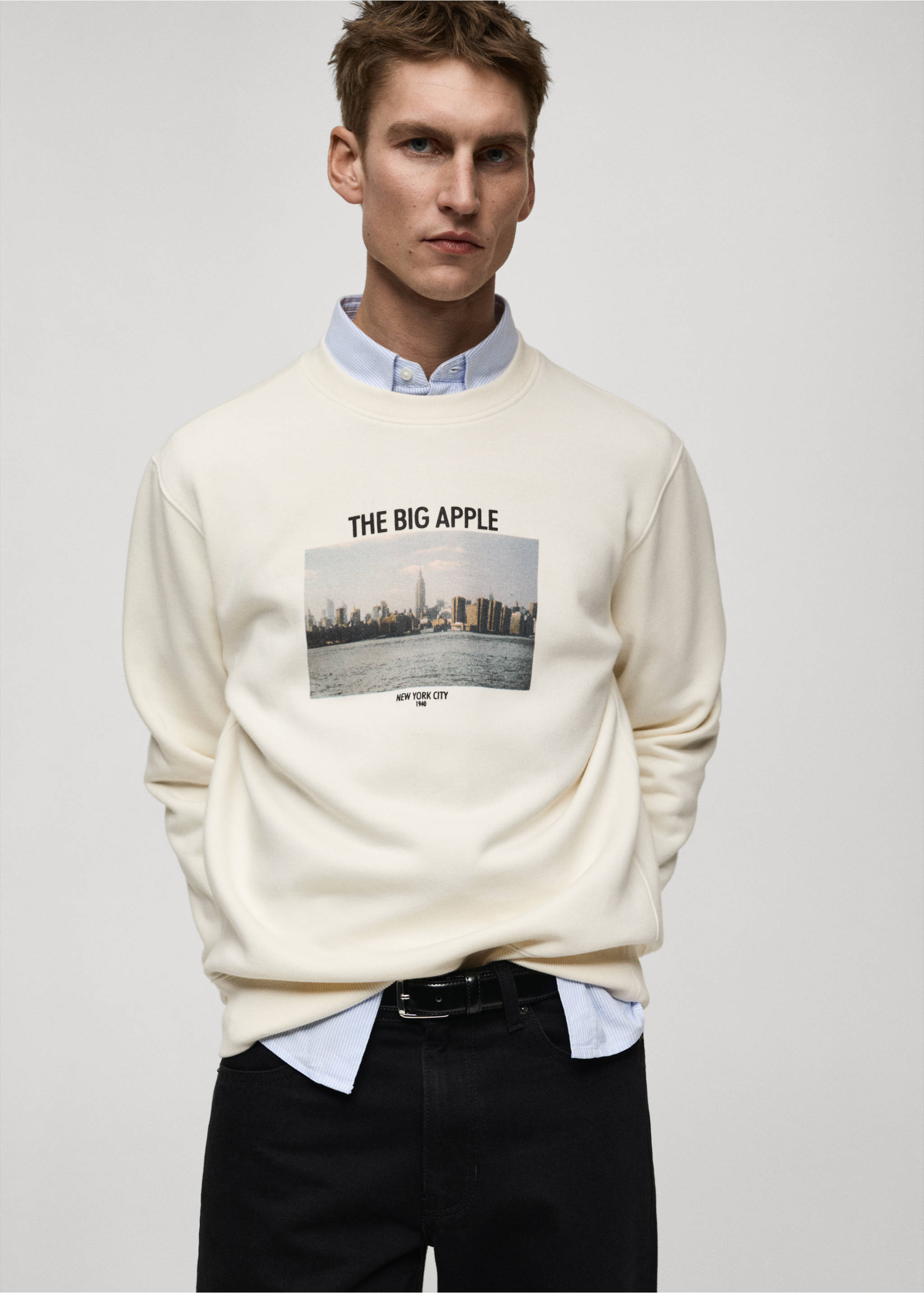 Graphic-print cotton sweatshirt - Details of the article 2, Beige. Ref: 87020640-00.