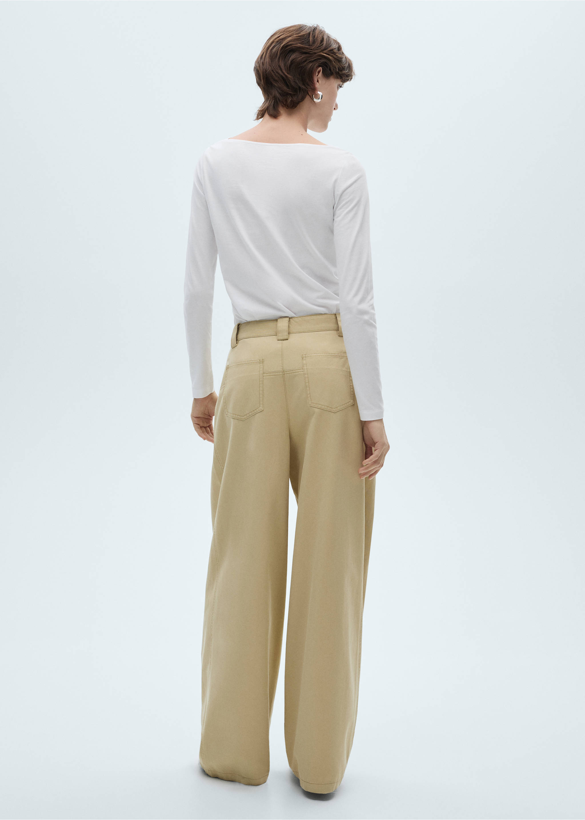 Cotton boat neck t-shirt - Reverse of the article, White. Ref: 87020642-00.