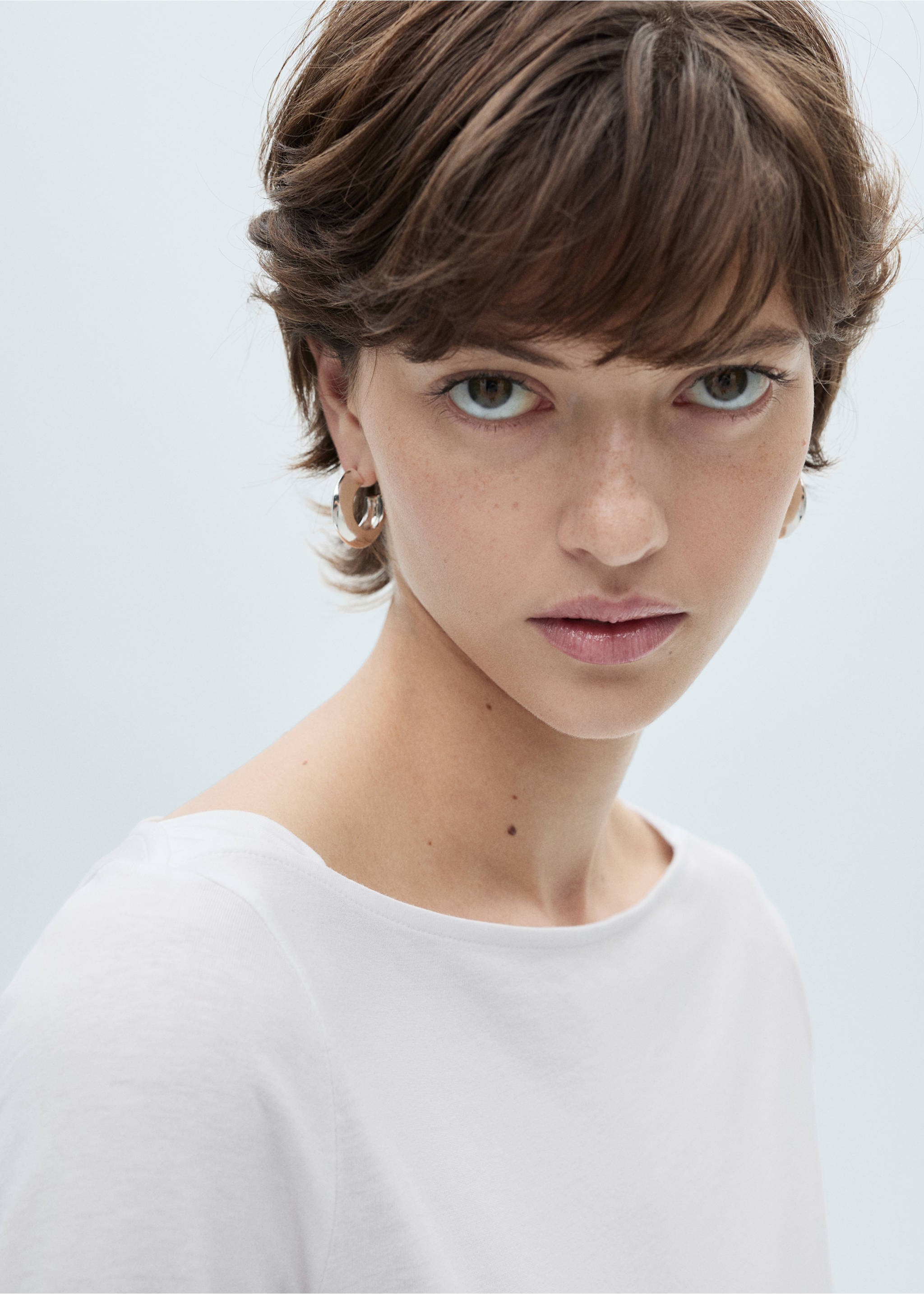 Cotton boat neck t-shirt - Details of the article 1, White. Ref: 87020642-00.