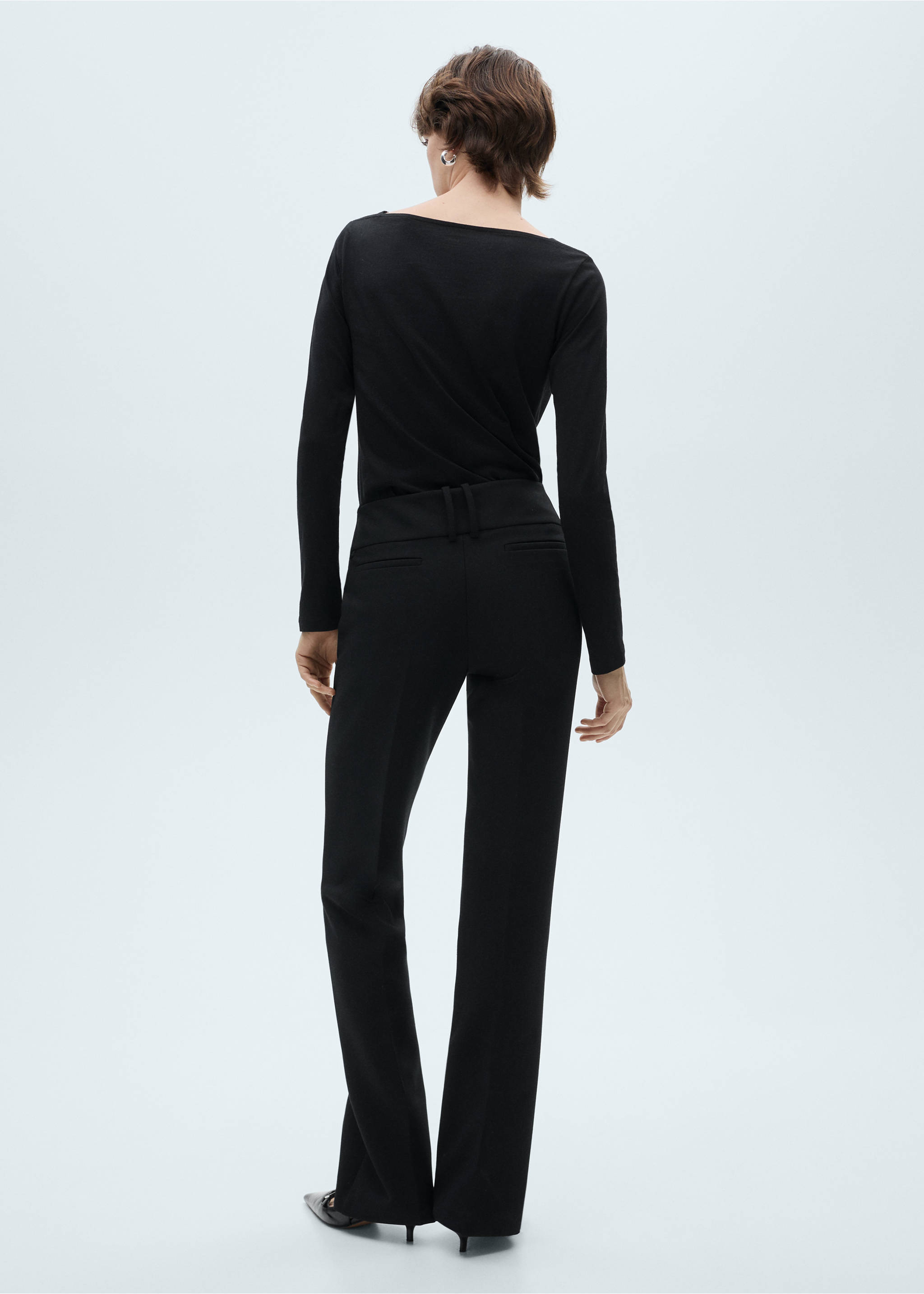 Cotton boat neck t-shirt - Reverse of the article, Black. Ref: 87020642-00.