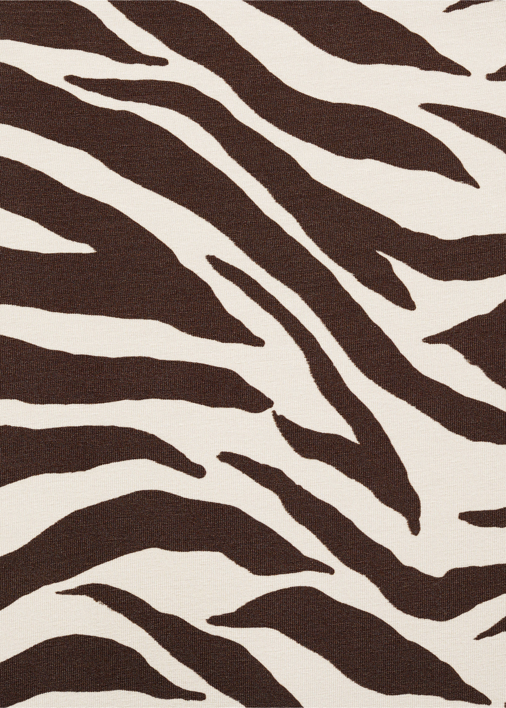 Zebra-print asymmetrical-neck t-shirt - Details of the article 8, Brown. Ref: 87020656-00.