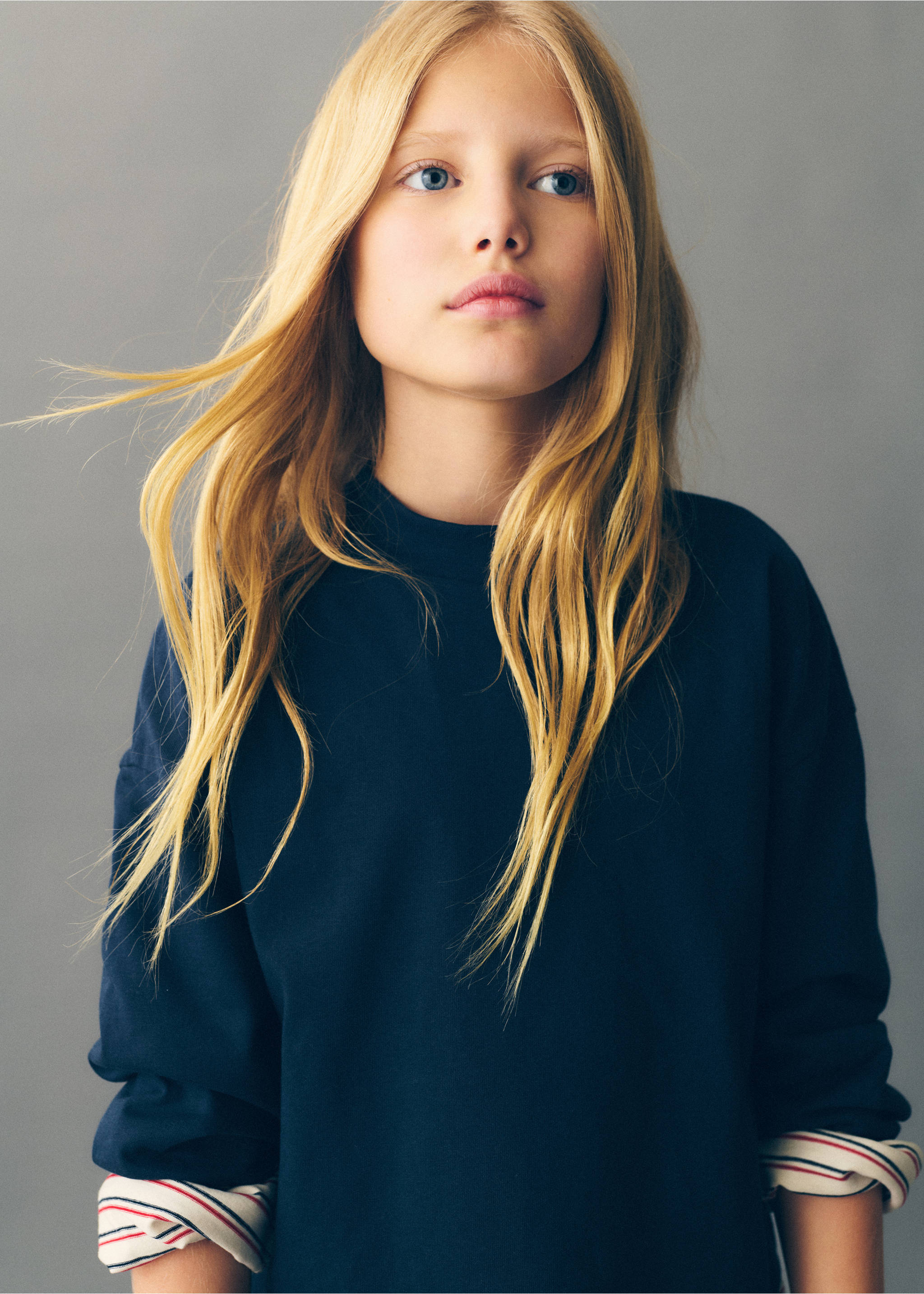 Plain cotton t-shirt - Details of the article 2, Navy. Ref: 87020657-00.