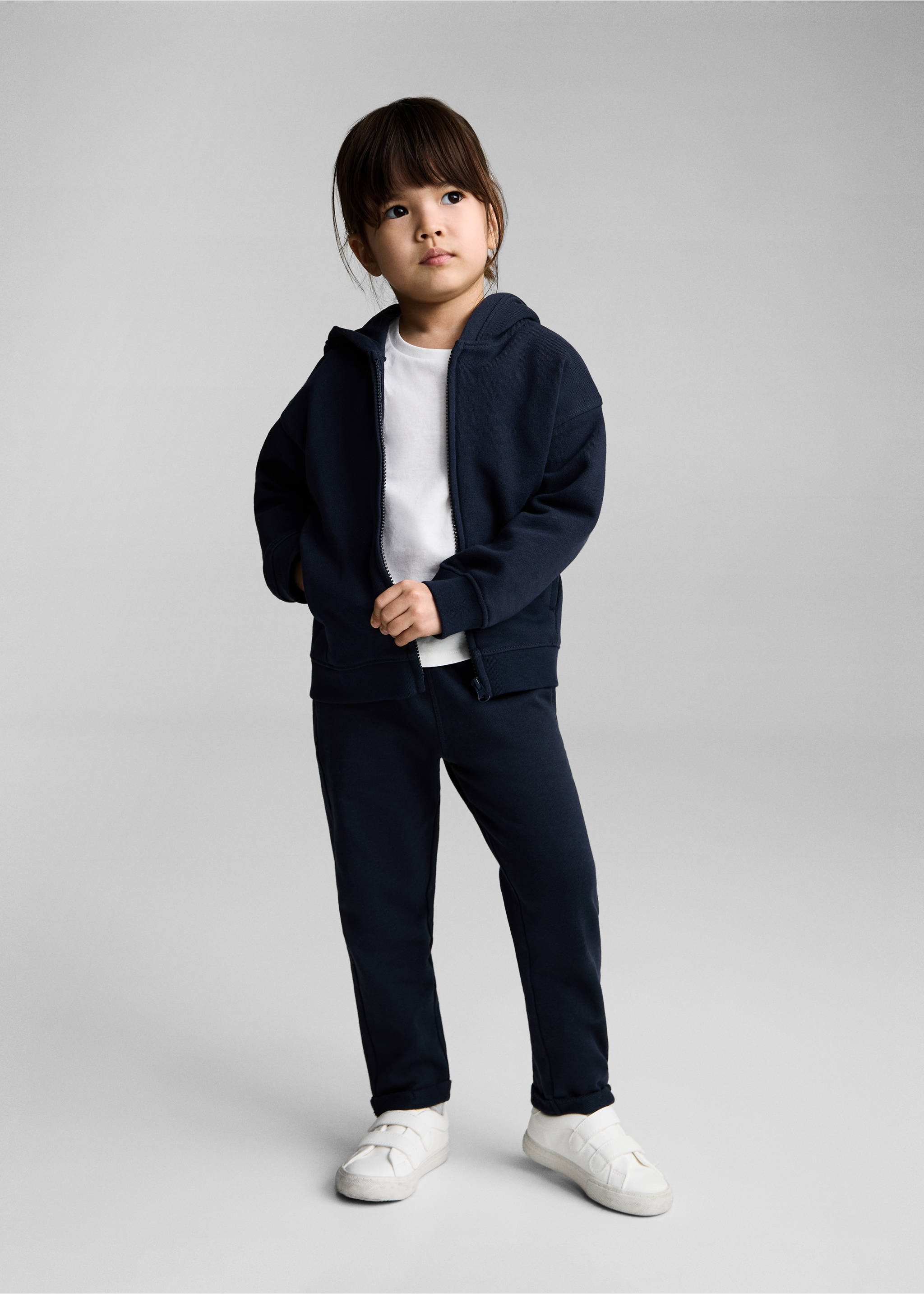 Mikina s kapucí a oušky - Celkový náhled, Námořnická modrá. Ref: 87021046-00.