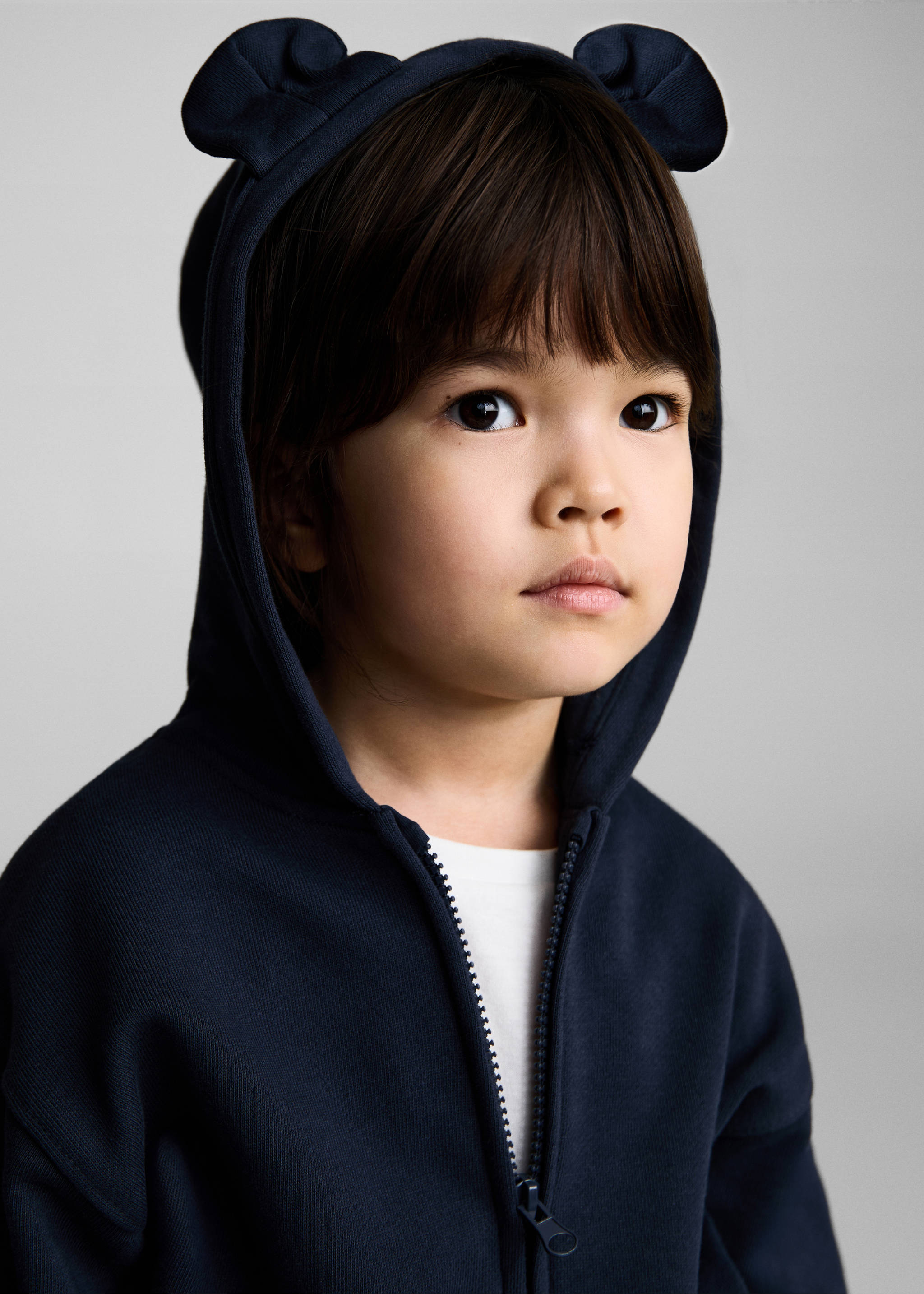 Mikina s kapucí a oušky - Detail zboží 1, Námořnická modrá. Ref: 87021046-00.