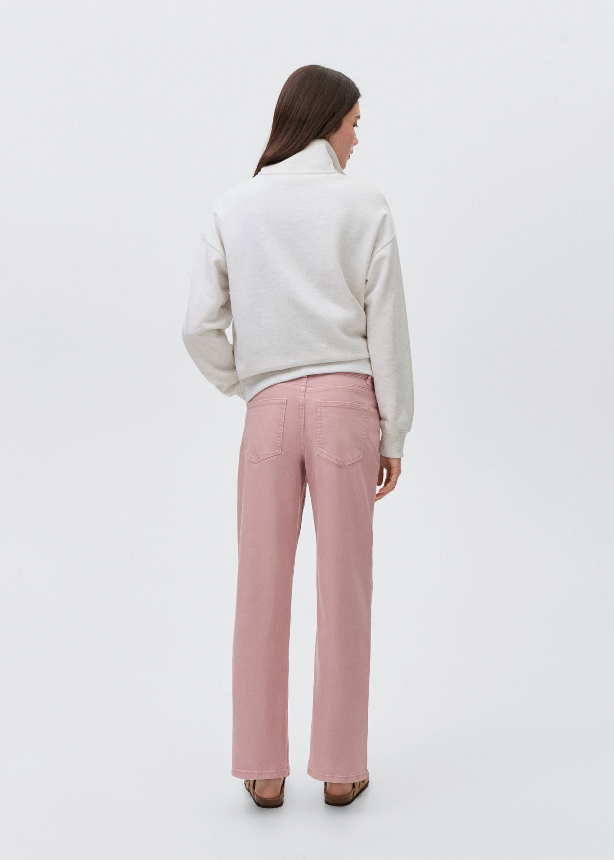 Jeans culotte mid-waist comfort - Reverse of the article, Pastel Pink. Ref: 87021048-00.