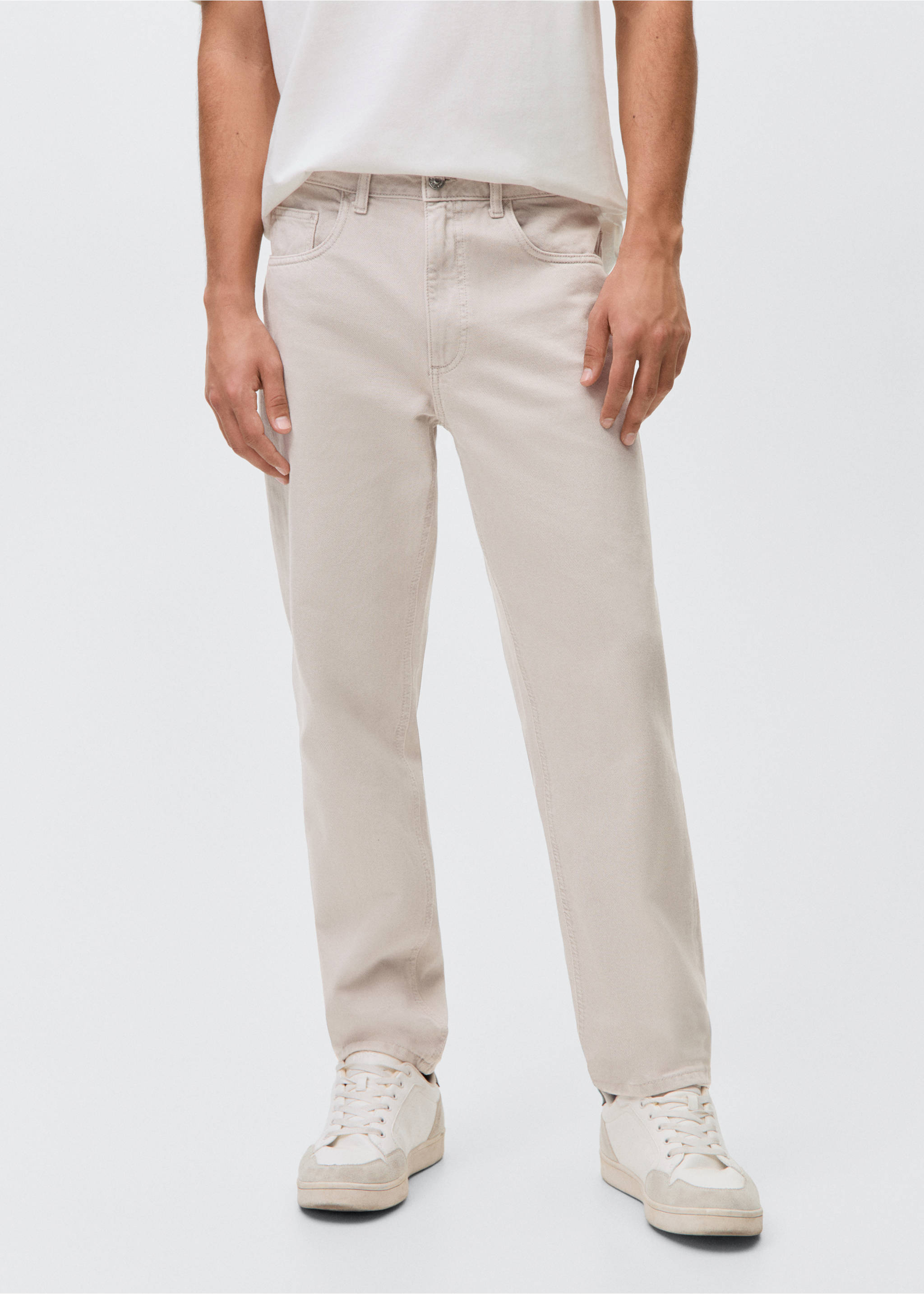 Calças de ganga regular fit - Plano médio, Cinzento. Ref: 87021052-00.