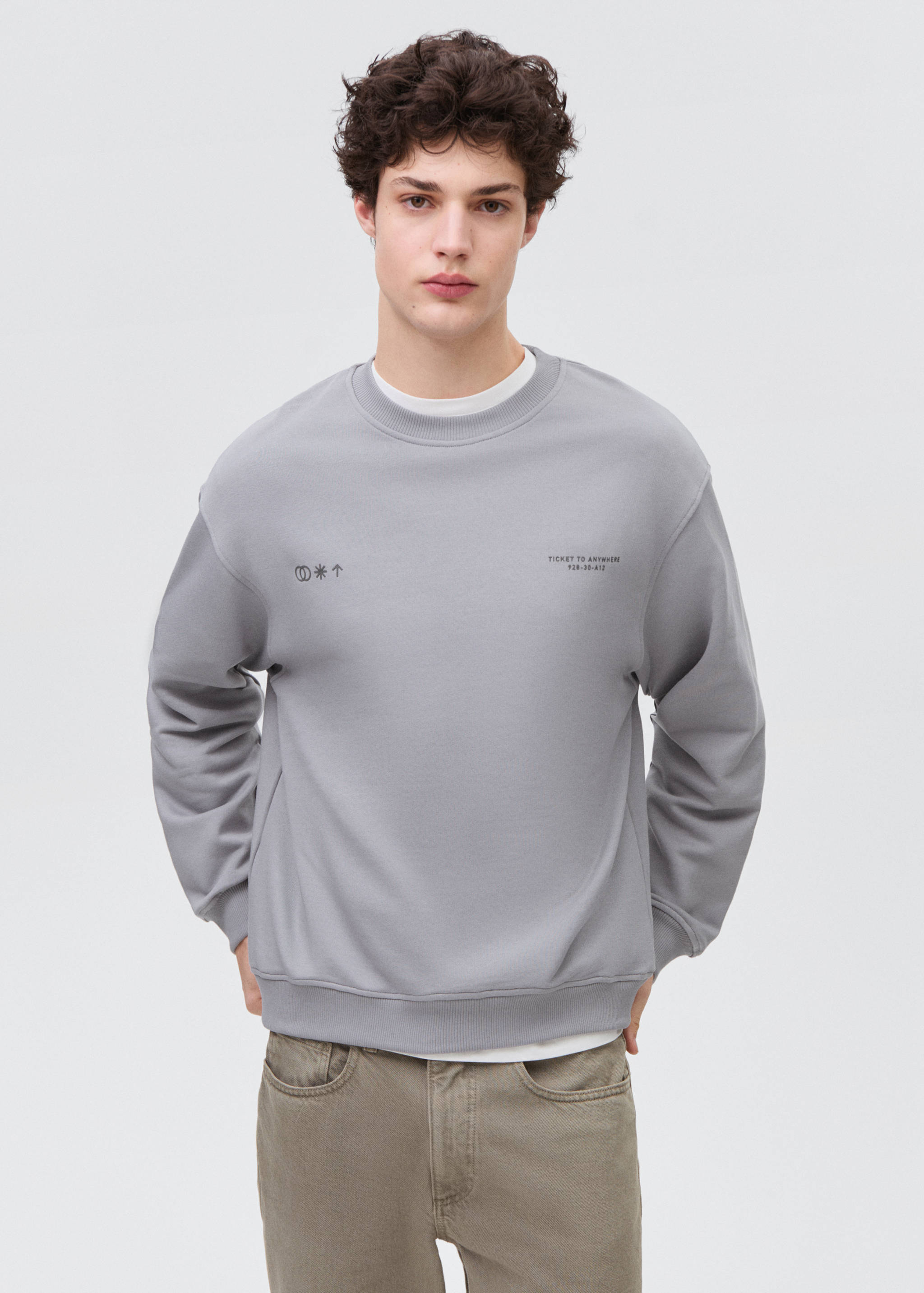 Baumwoll-Sweatshirt mit Aufschrift - Mittlere Ansicht