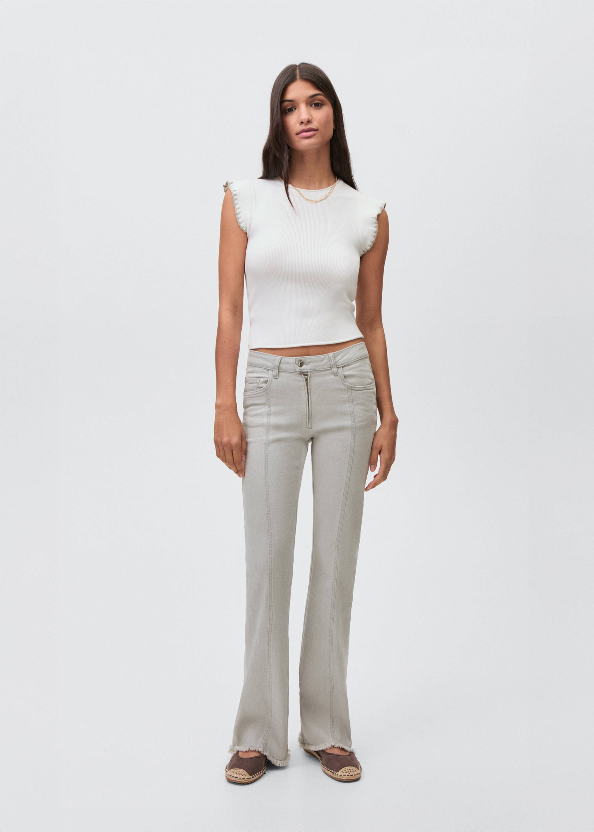 Τζιν low waist με ραφές - Γενικό πλάνο, Γκρι Ντένιμ. Ref: 87021514-00.