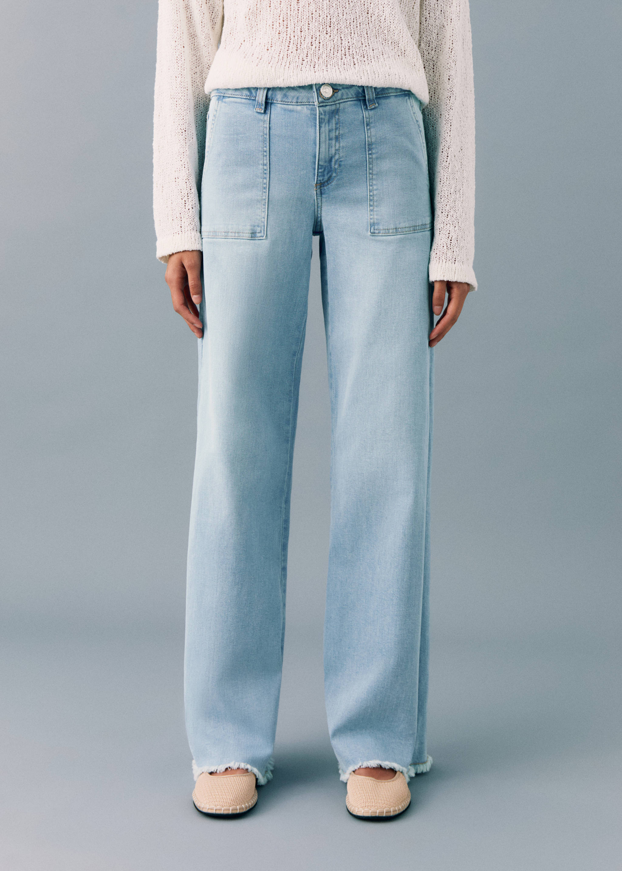Wideleg low frayed hem jeans - Details of the article 6